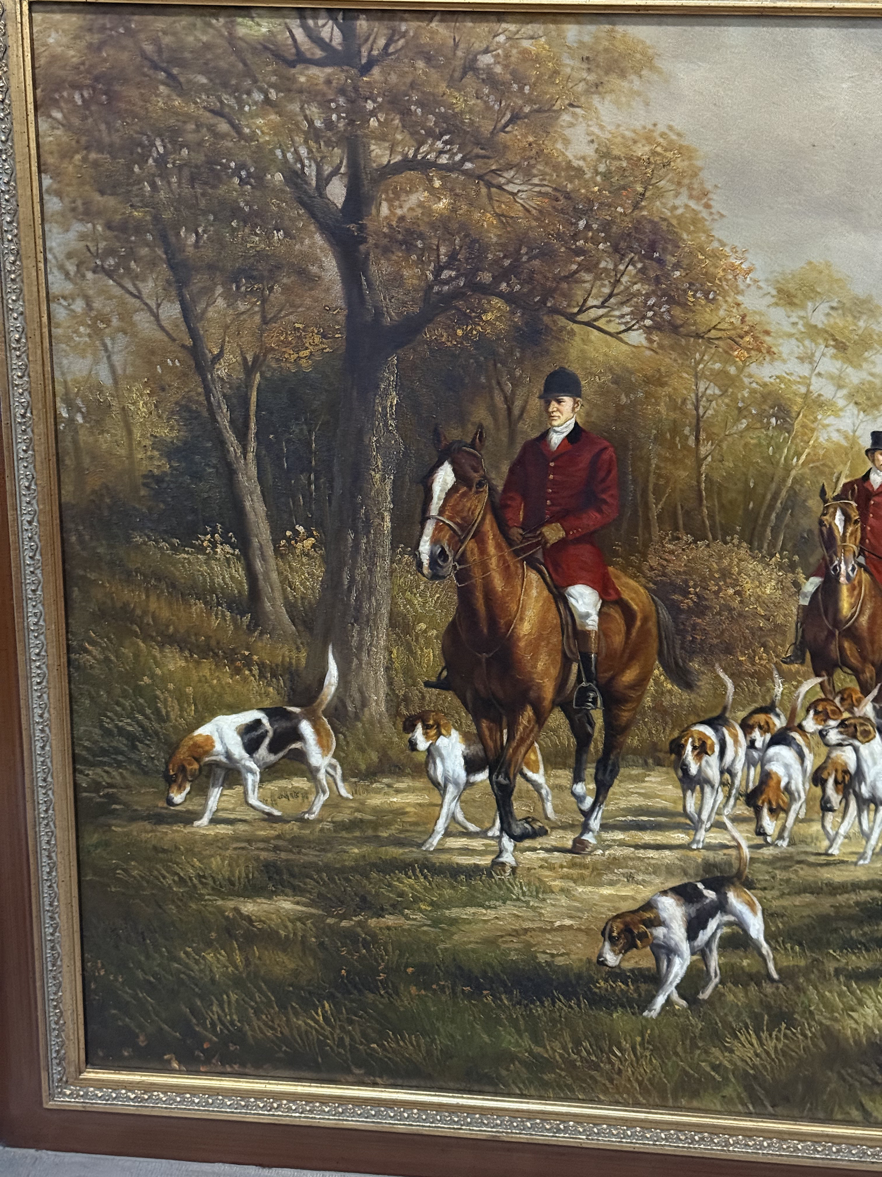 Large English Fox Hunt Oil Painting