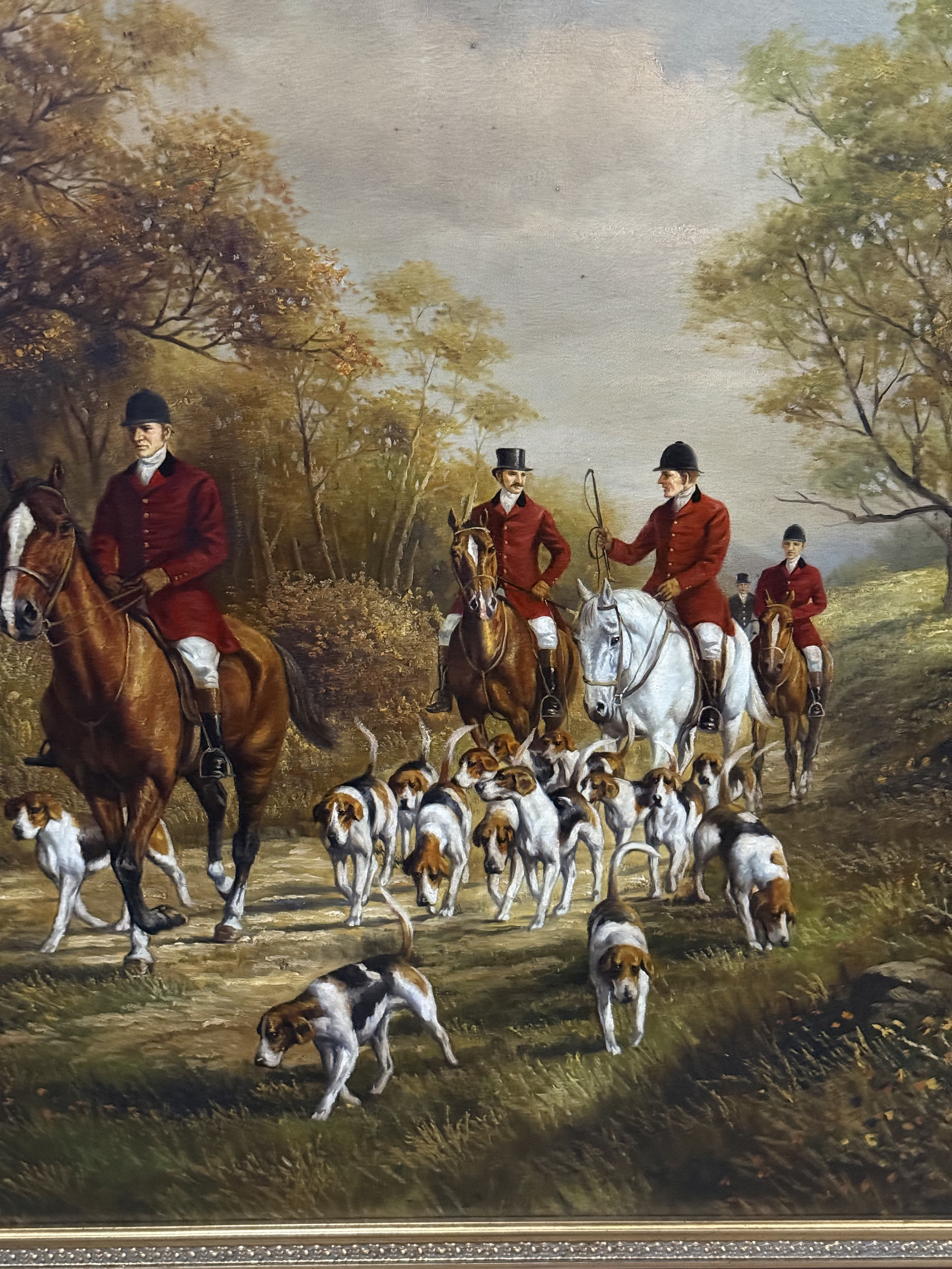 Large English Fox Hunt Oil Painting