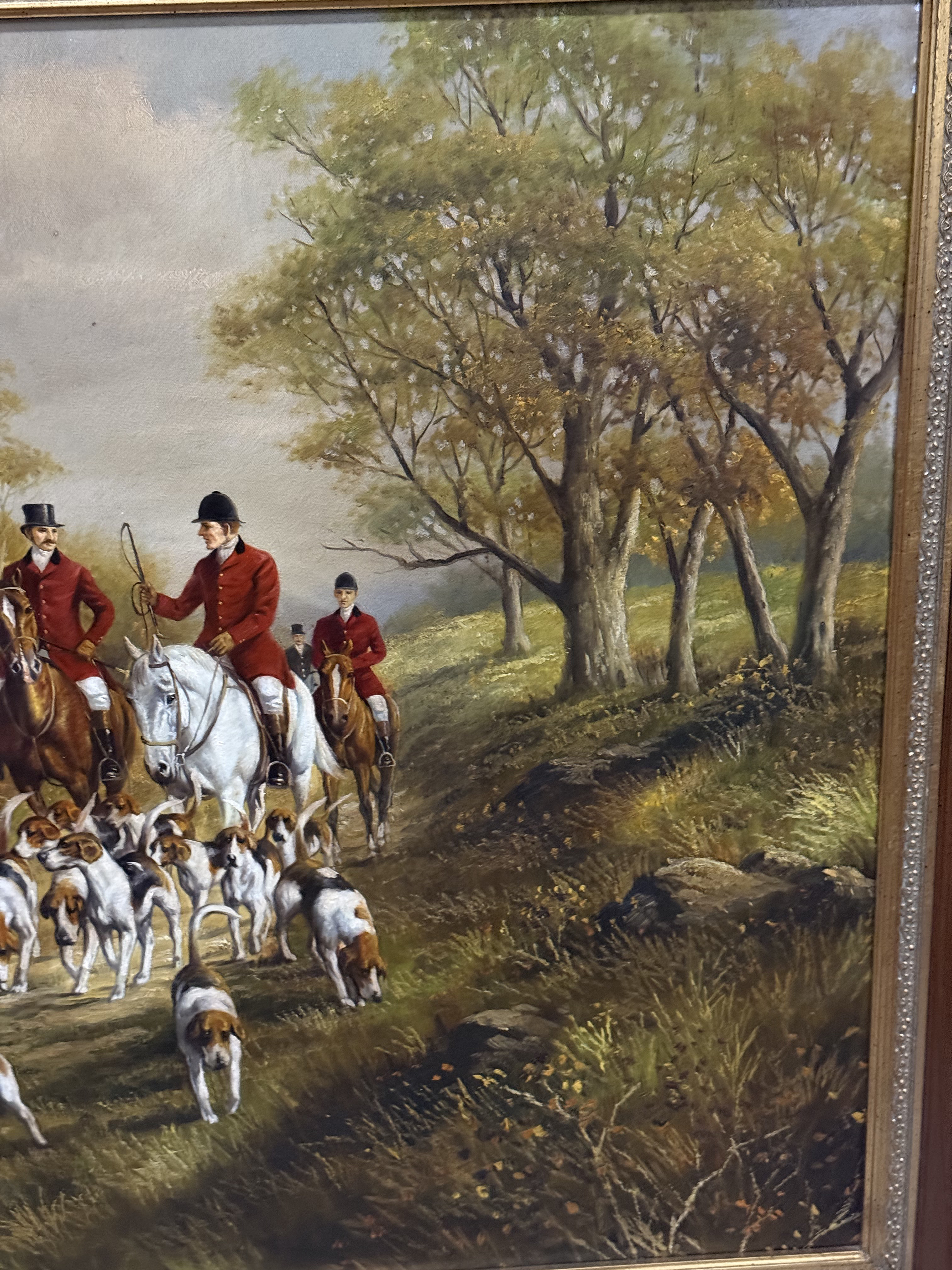 Large English Fox Hunt Oil Painting