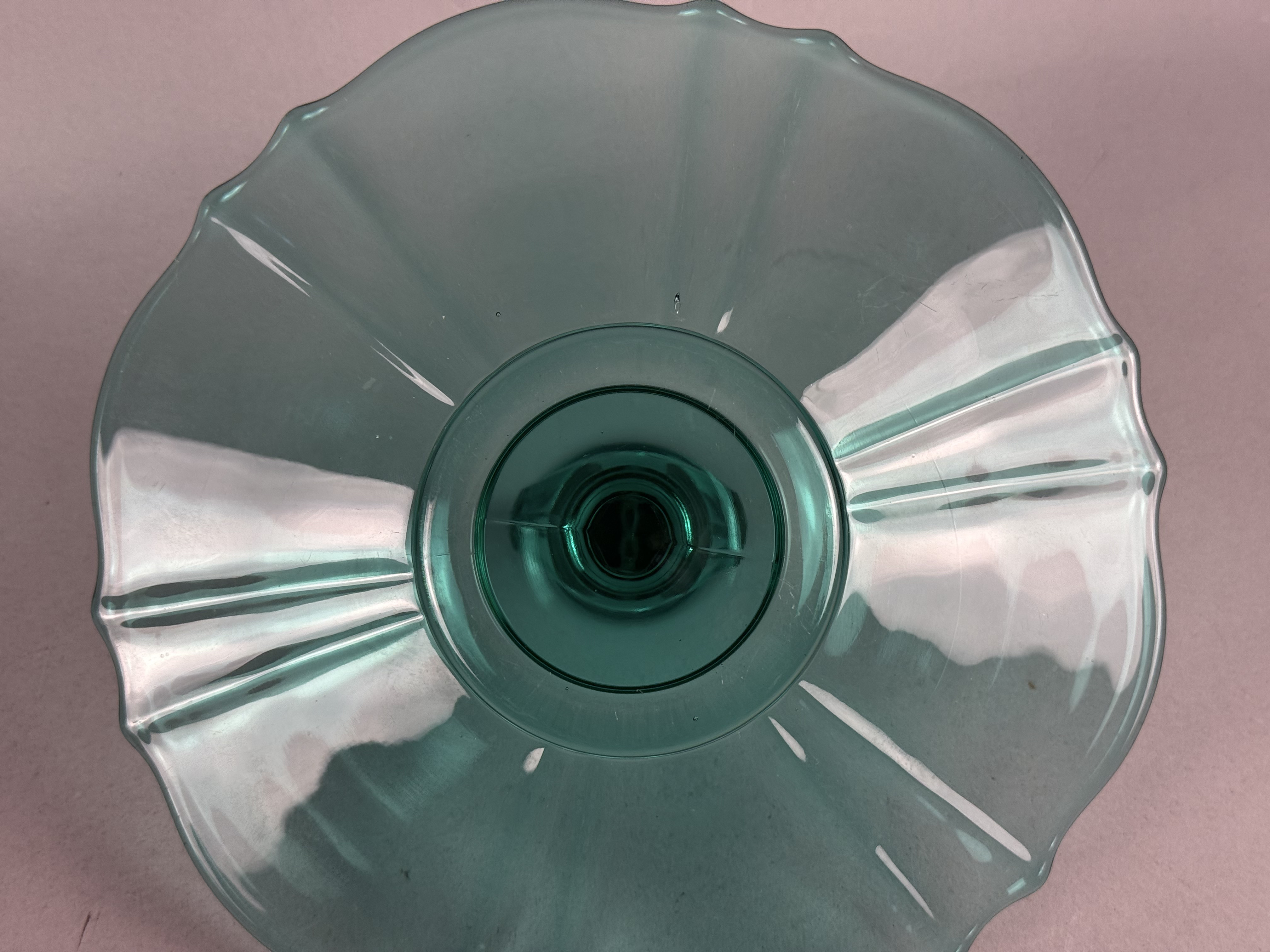 Teal Uranium Glass Handled Server