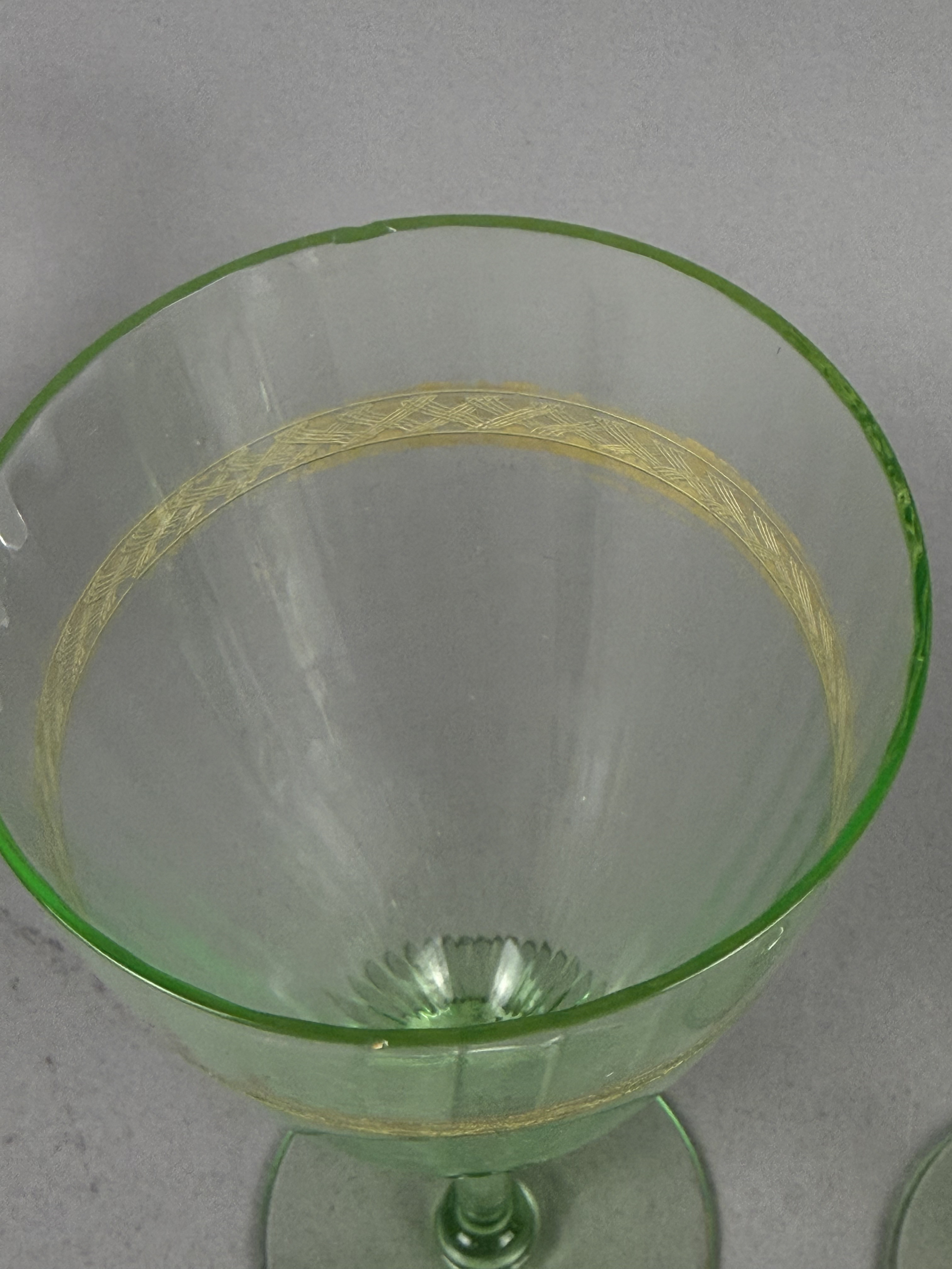 Set of Six Uranium Glass Goblets