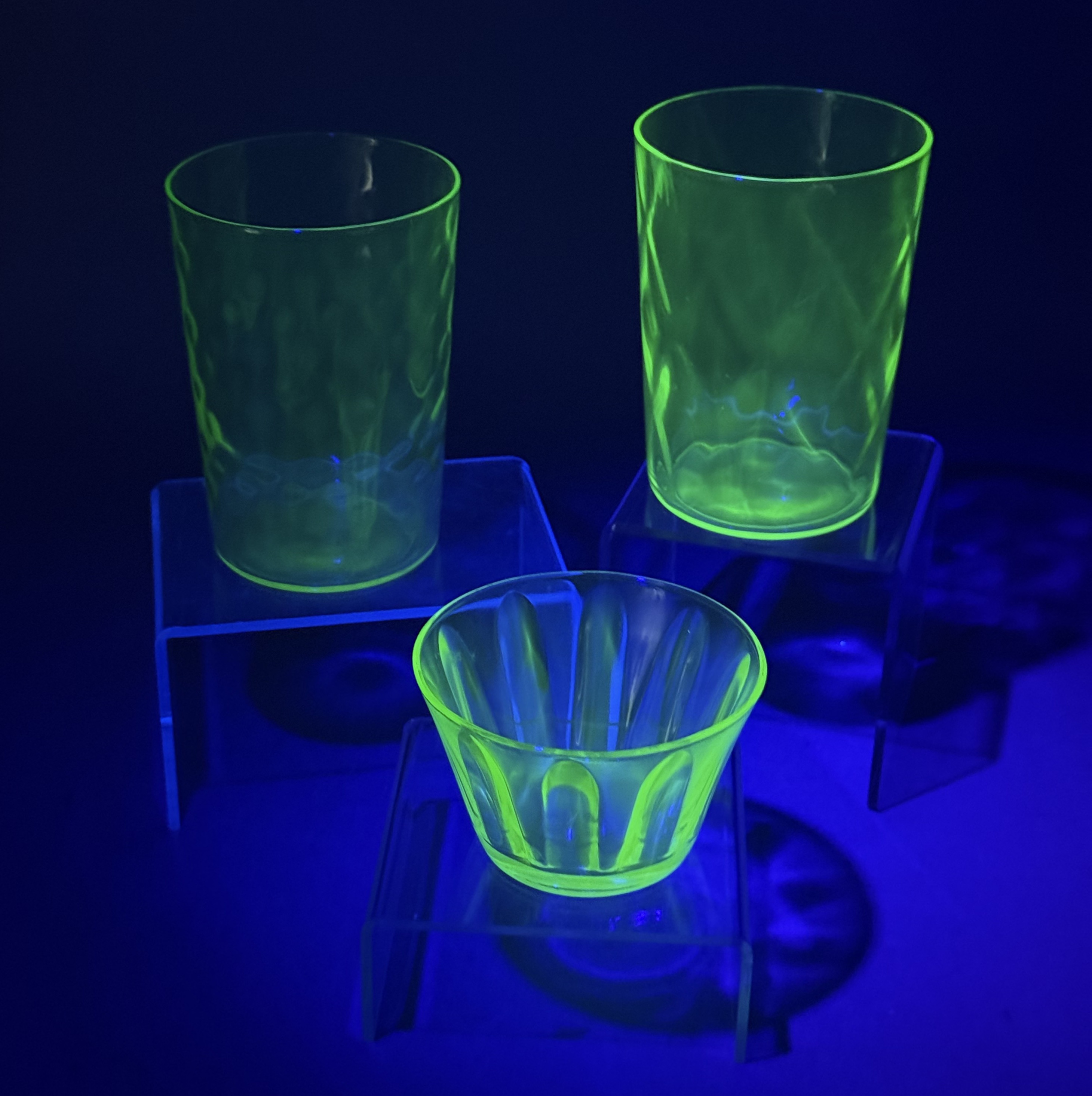 Trio of Green Uranium Glass