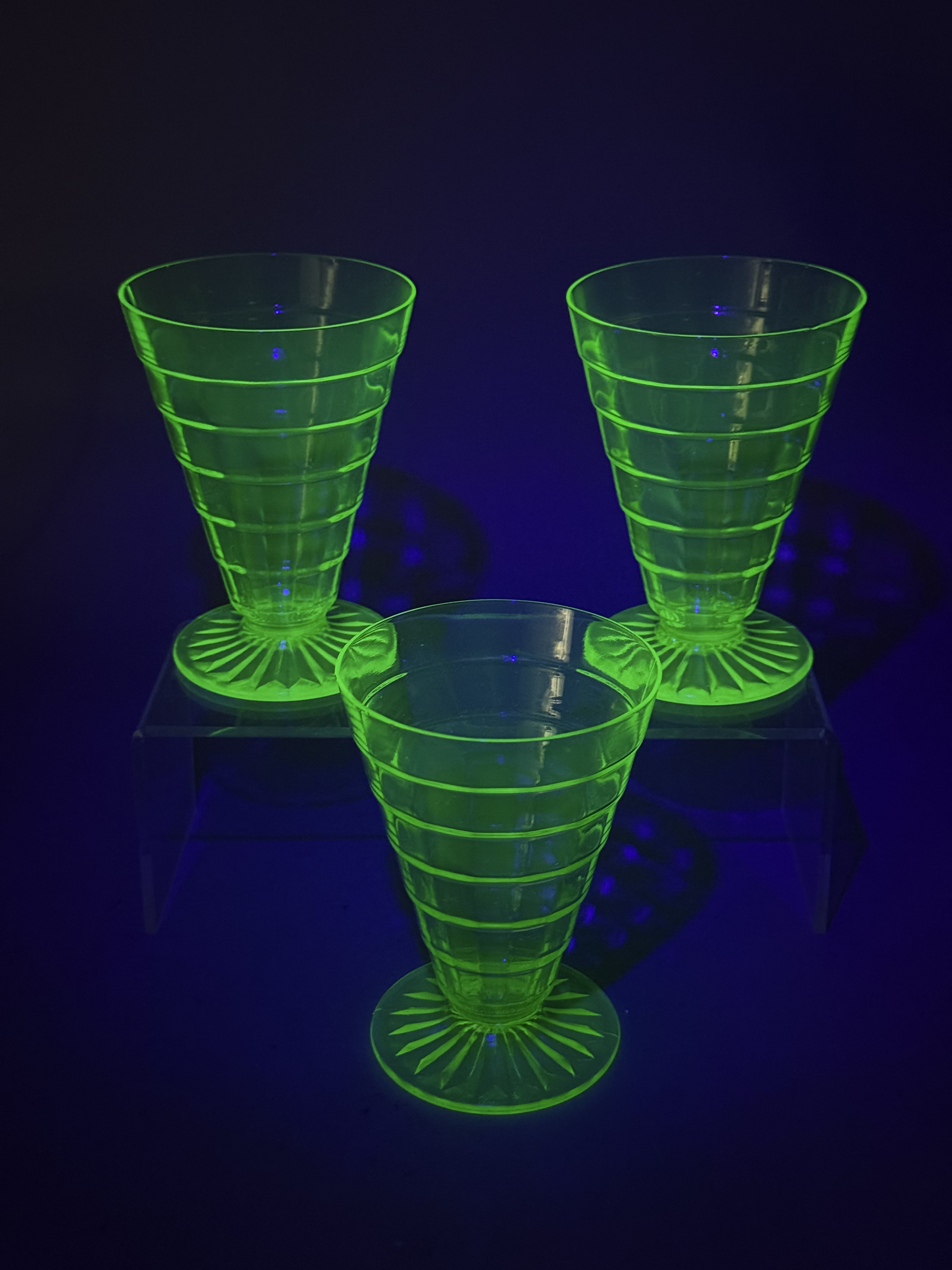 Trio of Hocking Ring Pattern Tumblers