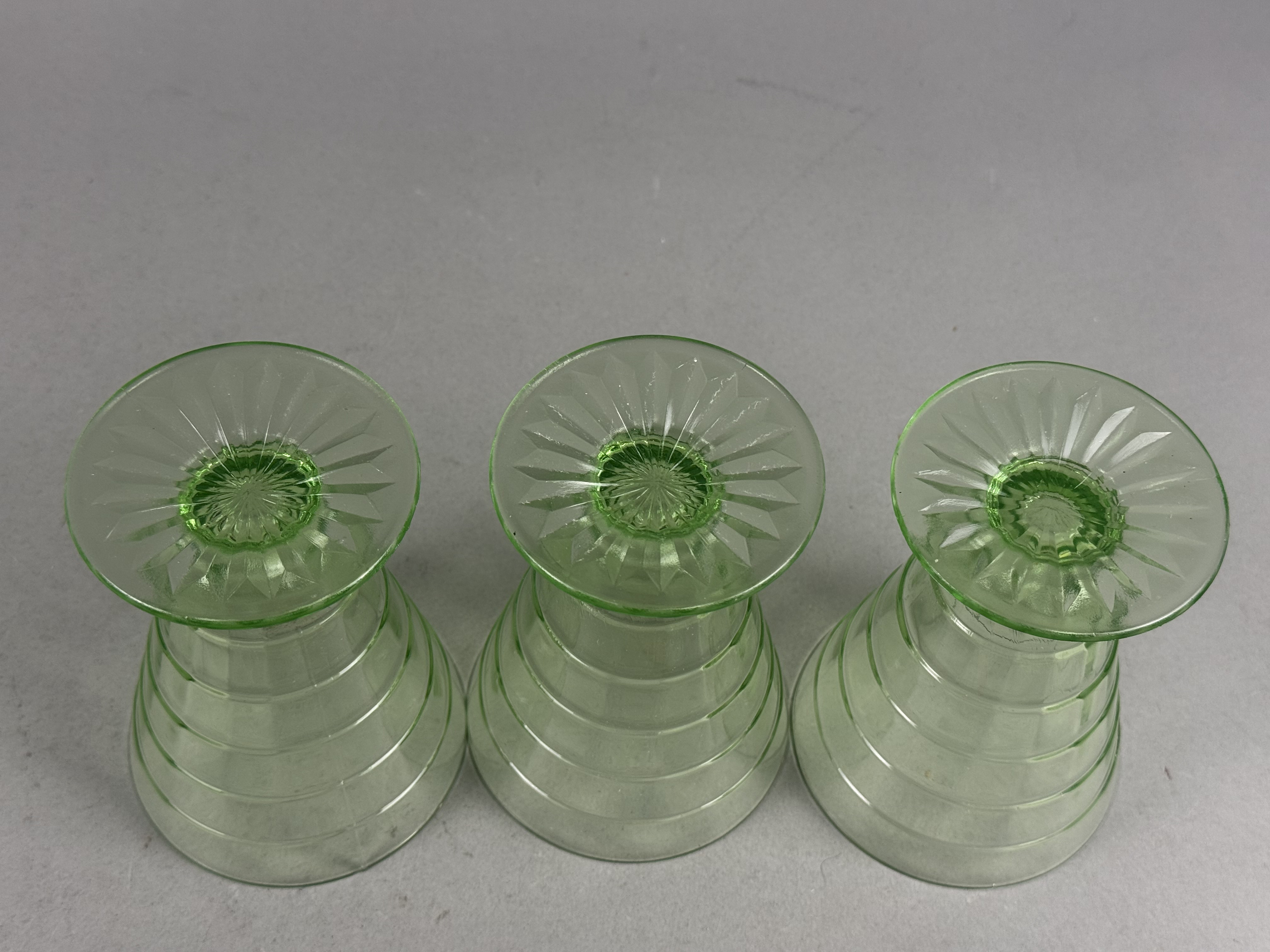 Trio of Hocking Ring Pattern Tumblers