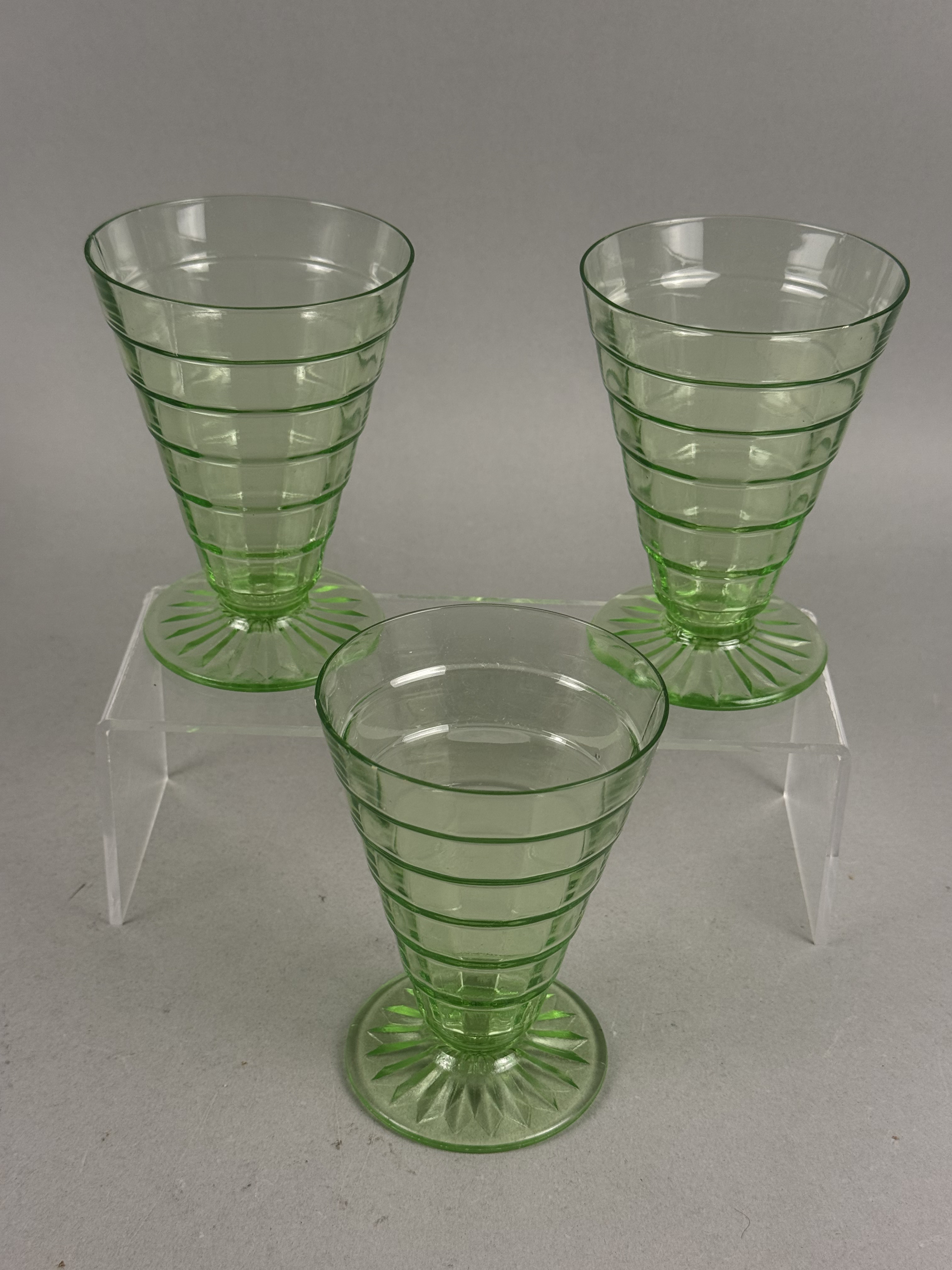 Trio of Hocking Ring Pattern Tumblers