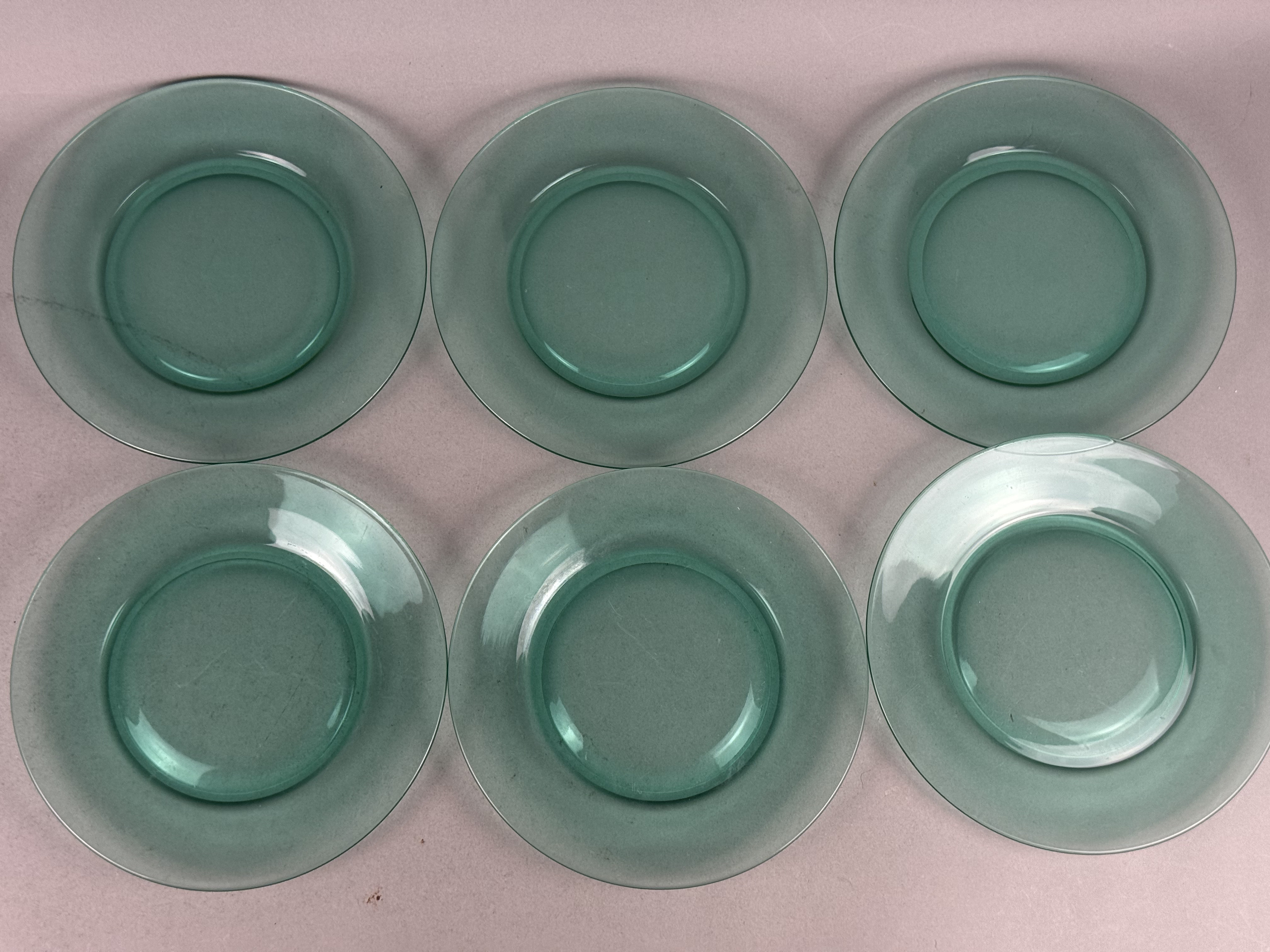Six Green Uranium Glass Plates