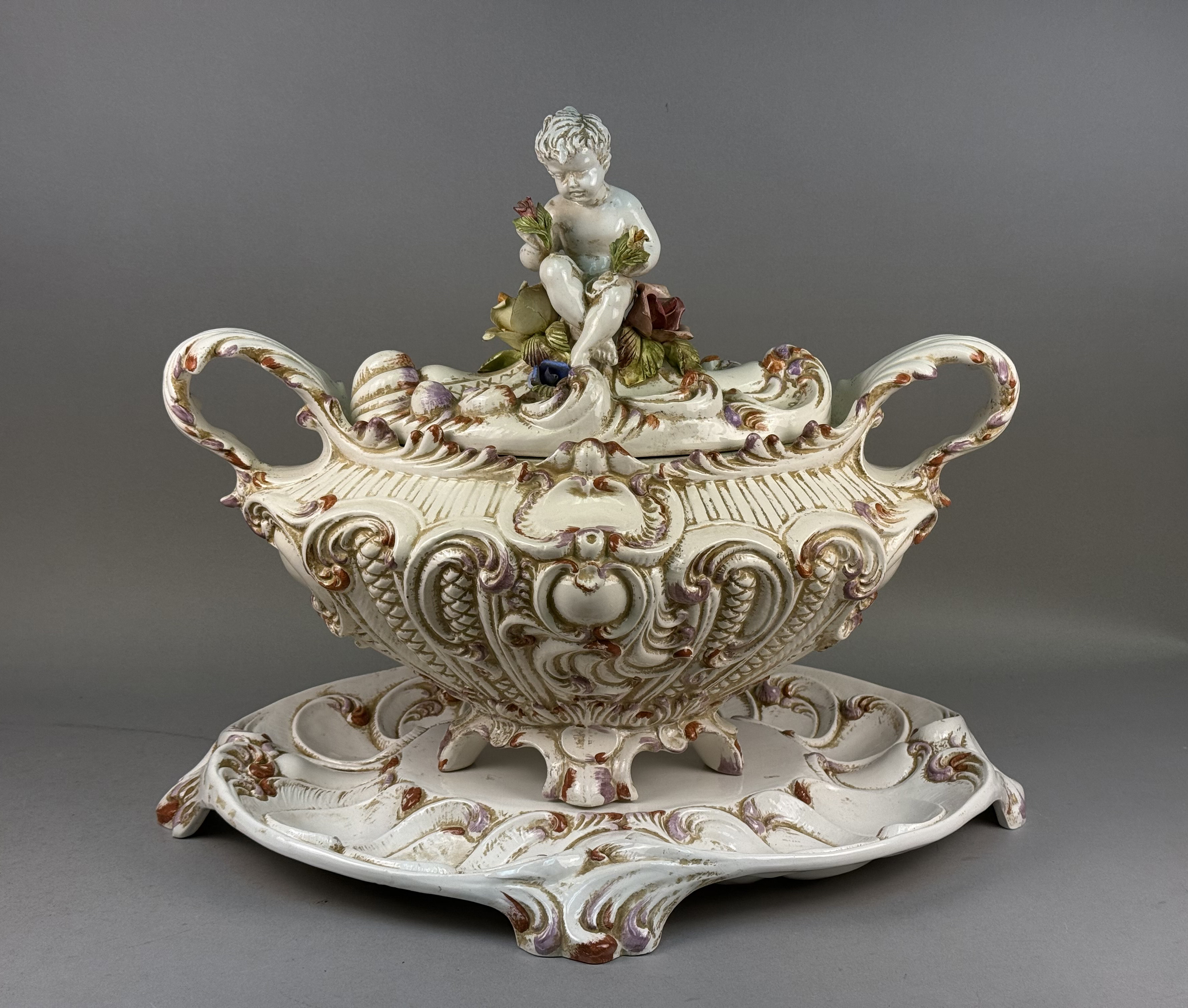 Italian Ceramic Floral Tureen Set