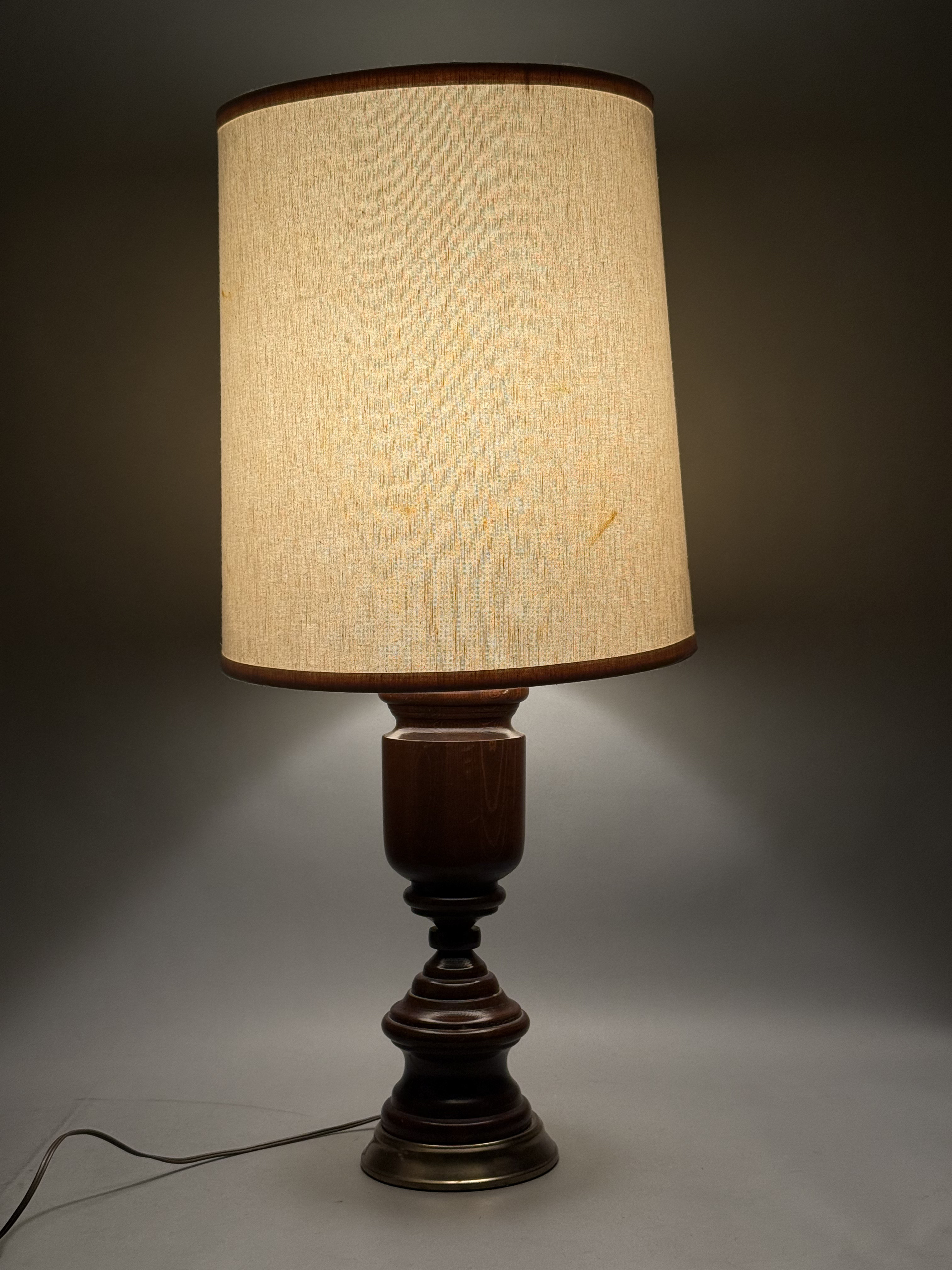 Large Turned Wood Table Lamp