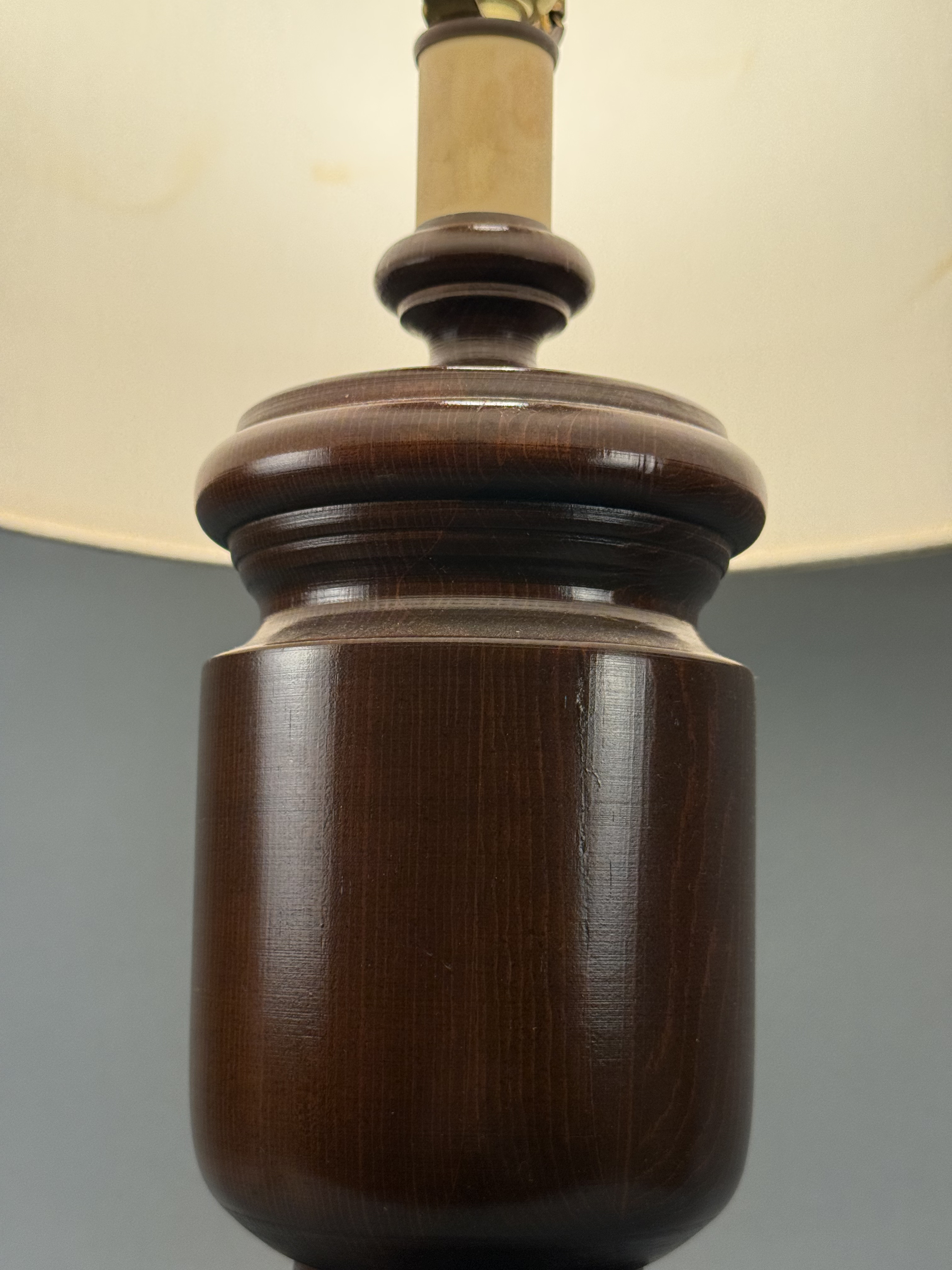 Large Turned Wood Table Lamp