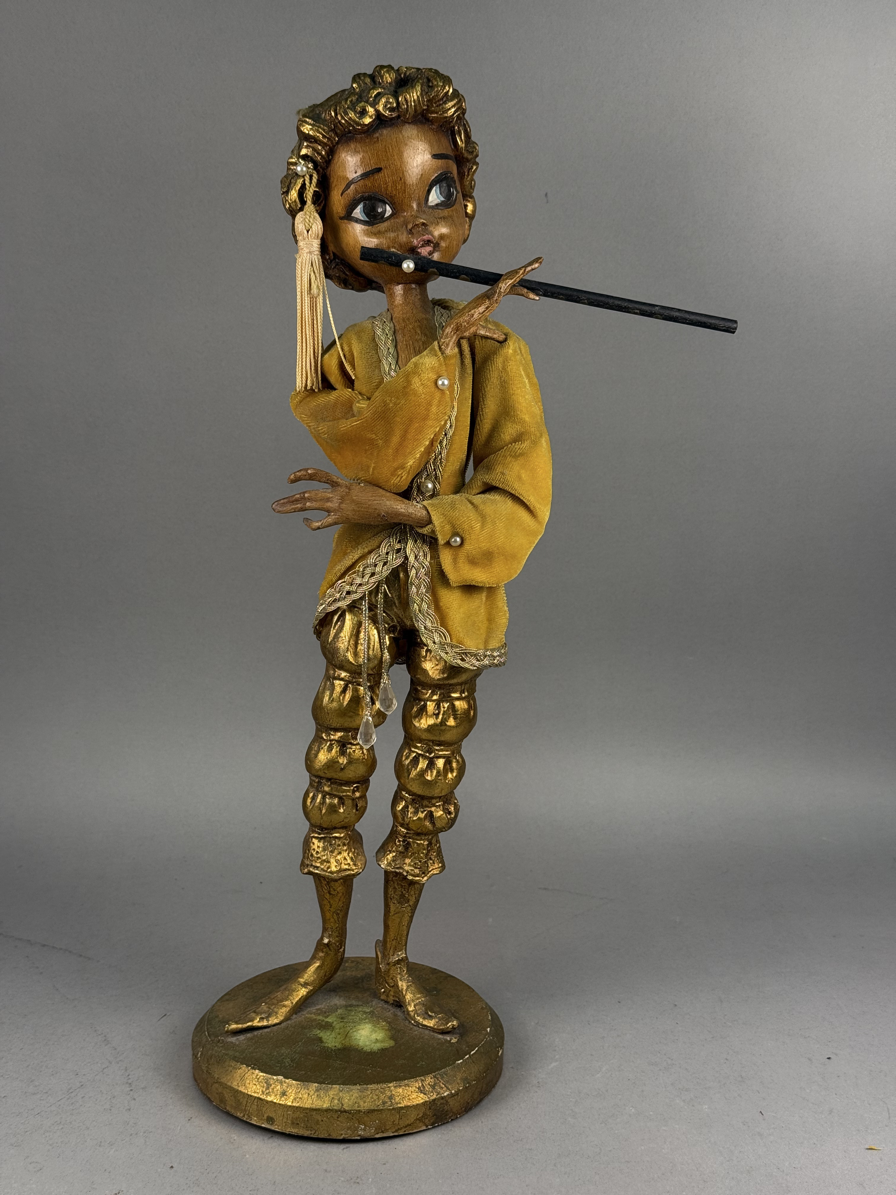 Mid-Century Stylized Musician Flutist Doll