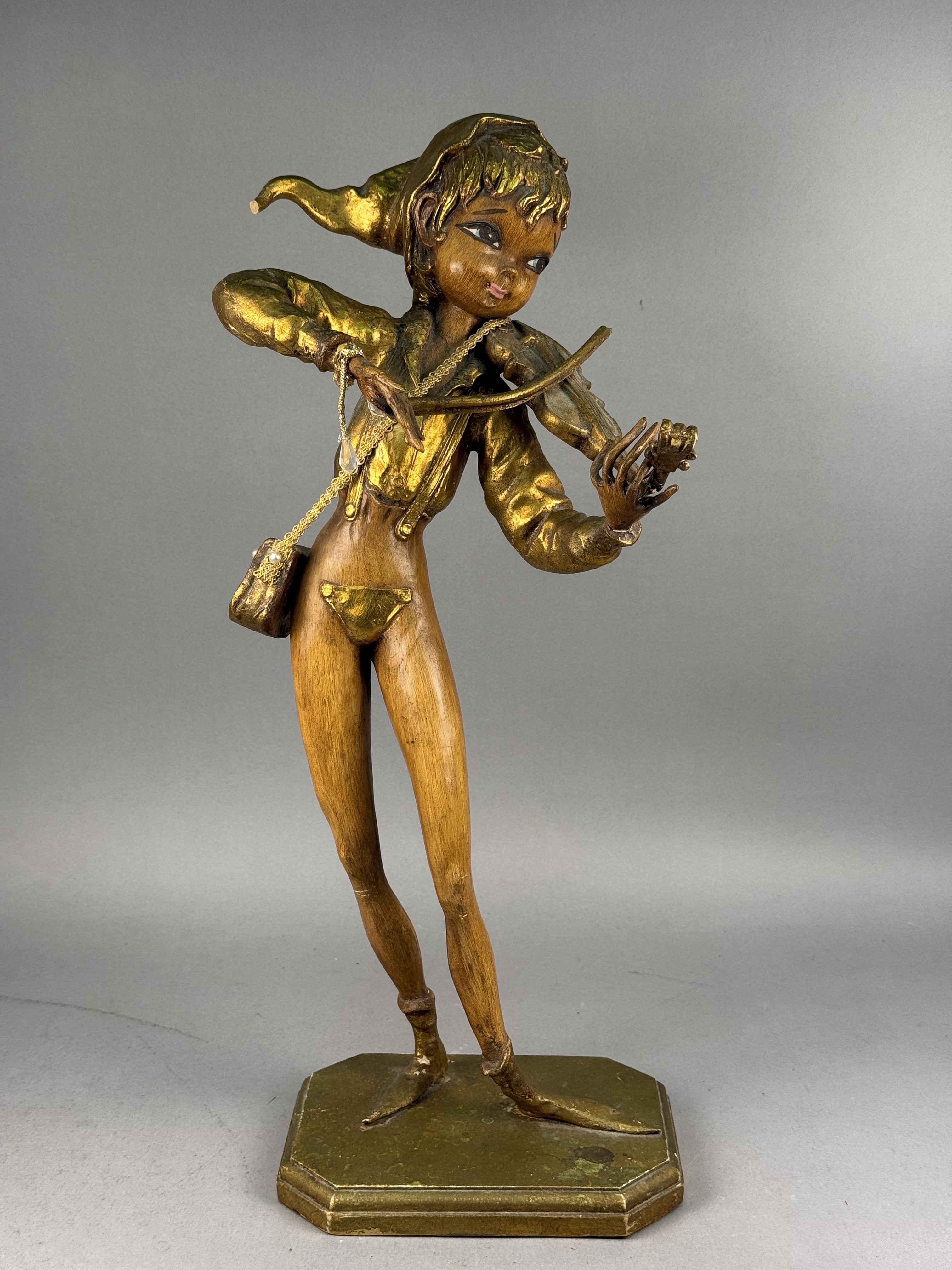 Mid-Century Gilt Wood Elf Violinist