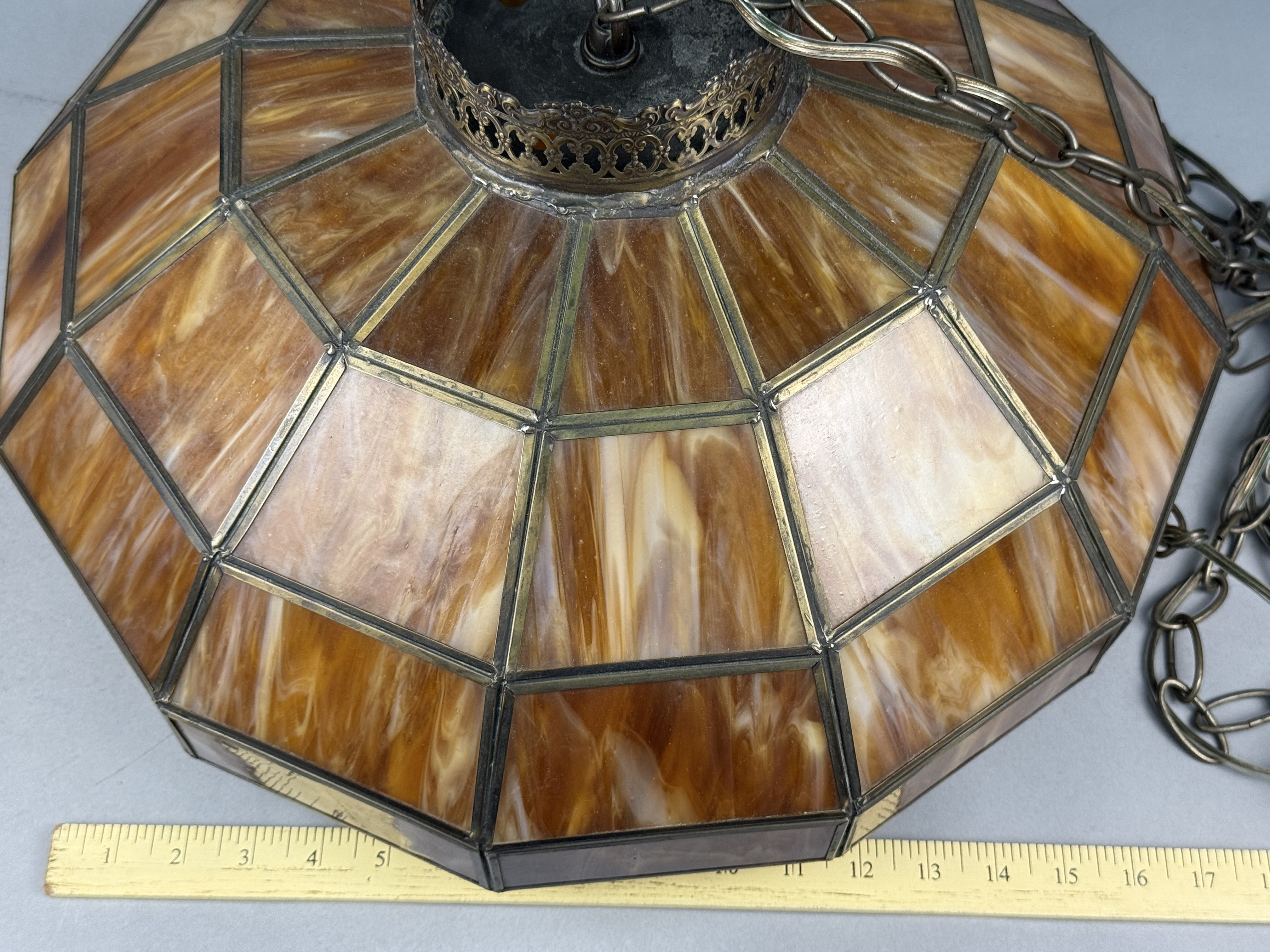 Arts & Crafts Slag Glass Chandelier