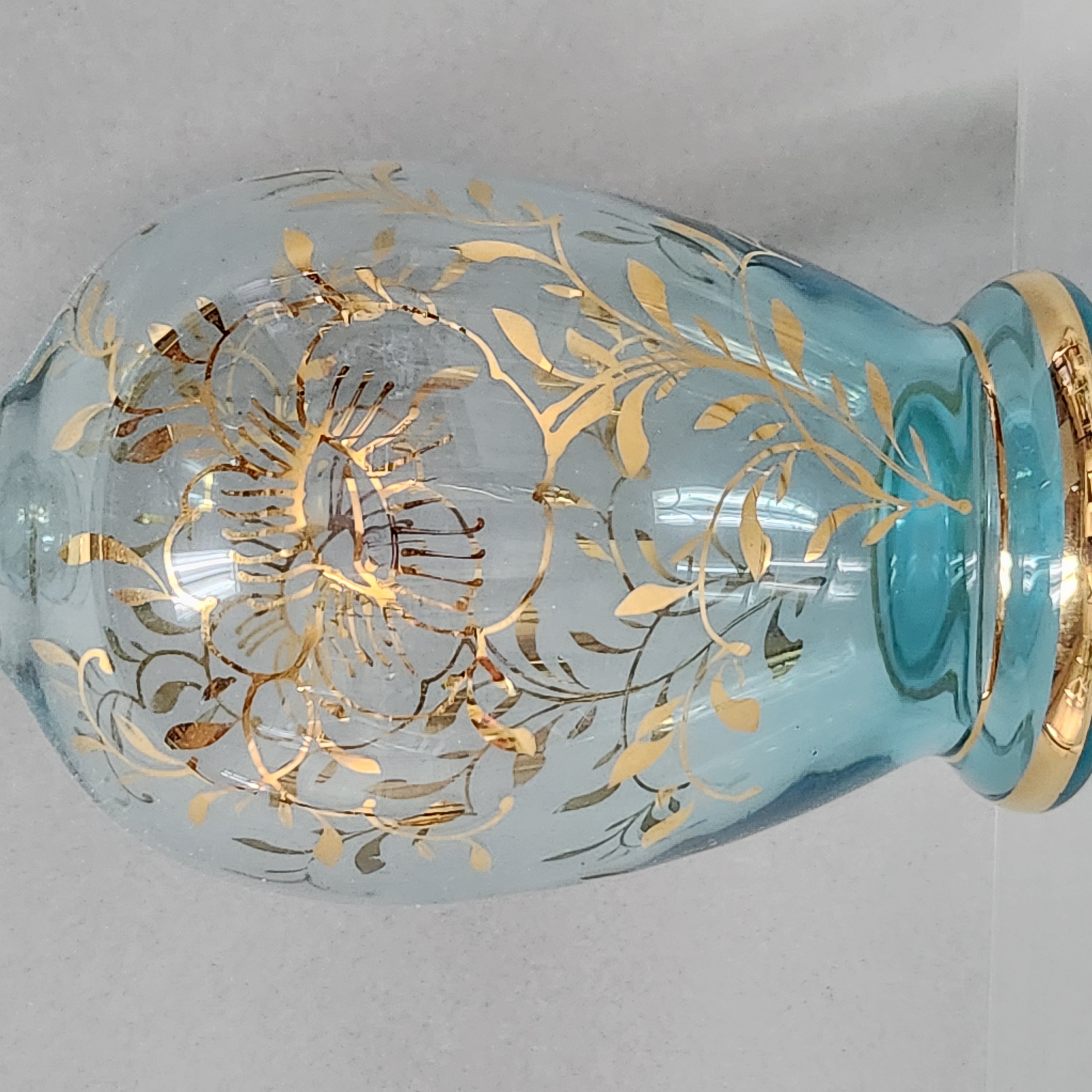 Five-Piece Gilt Blue Glass Barware