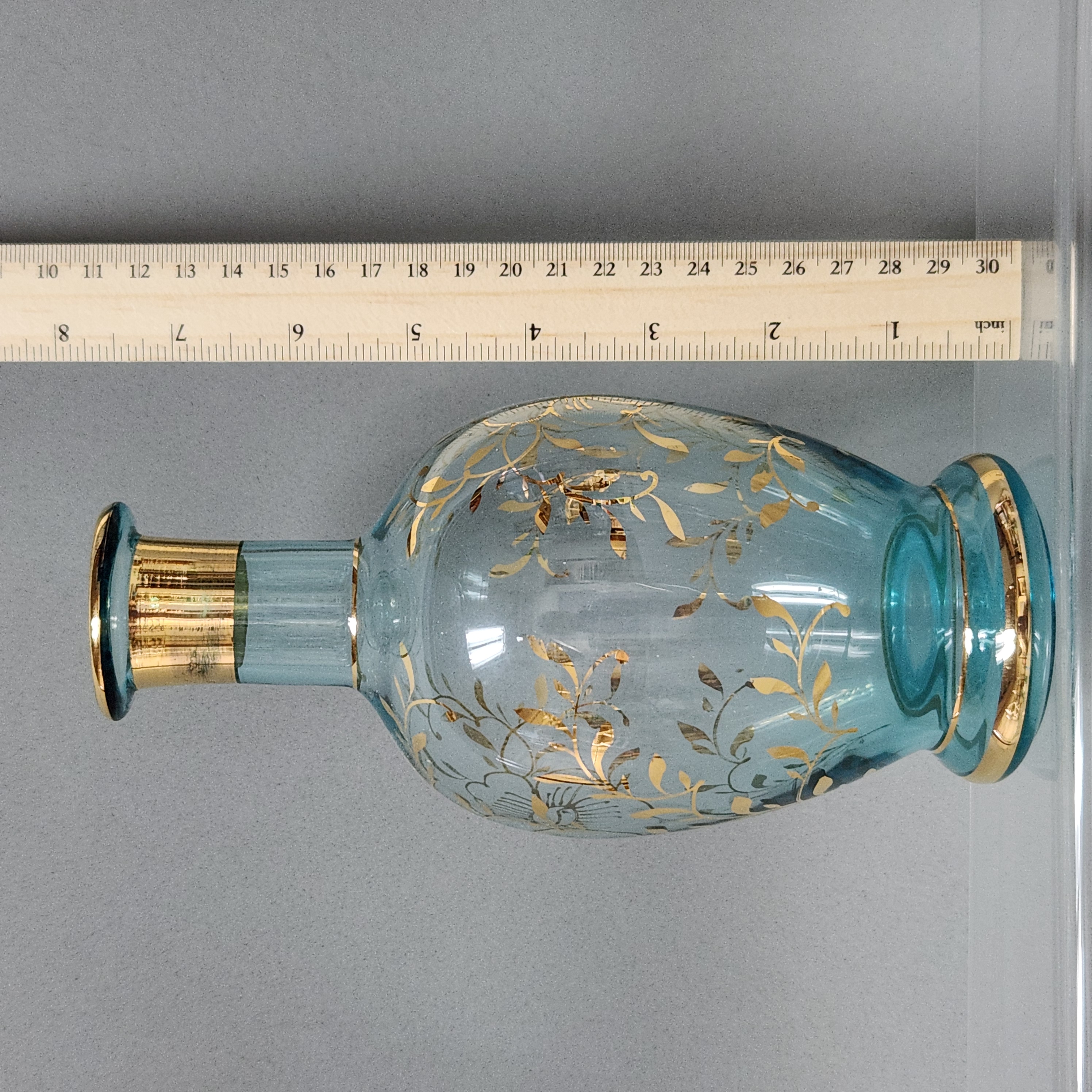 Five-Piece Gilt Blue Glass Barware