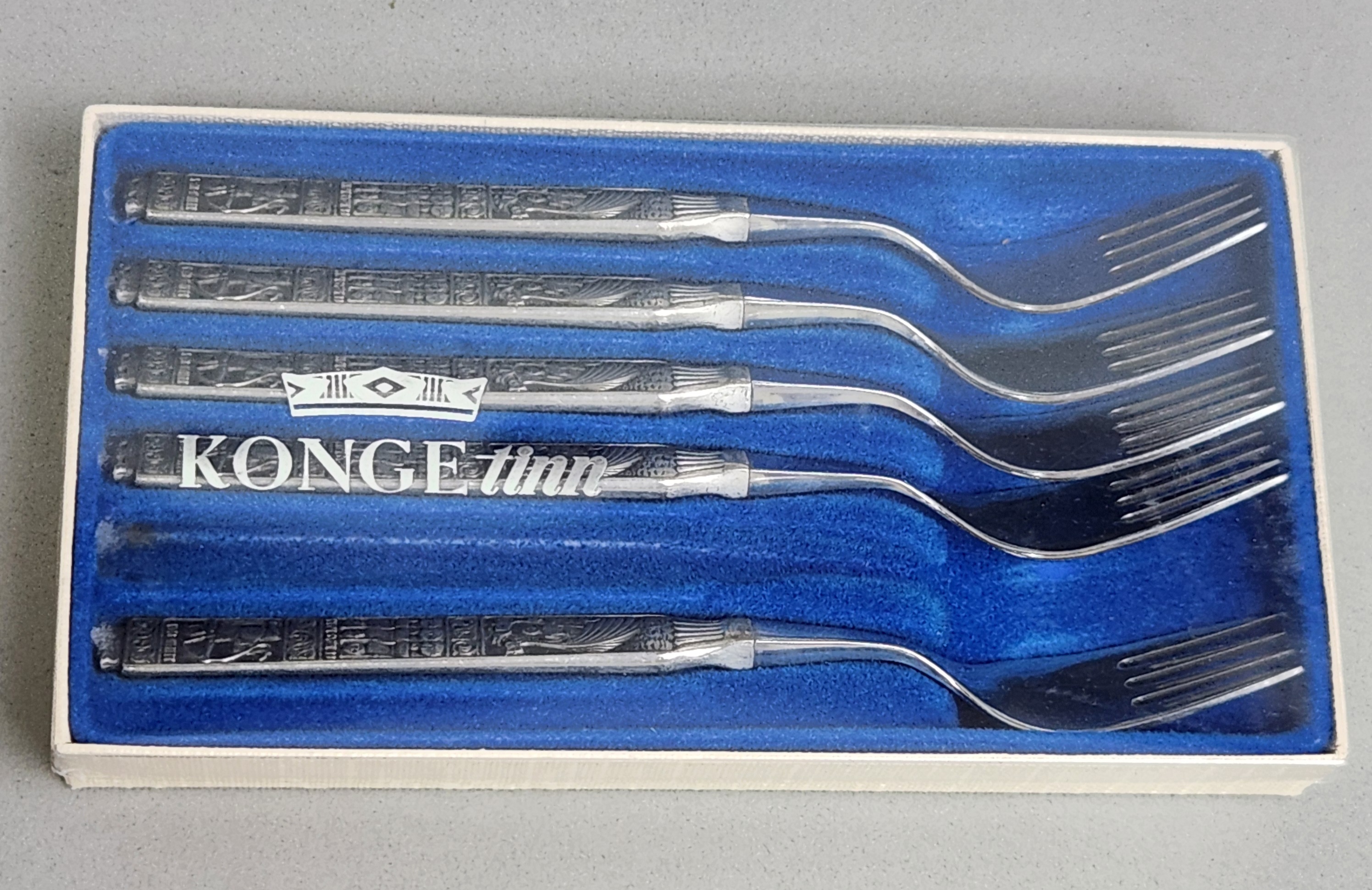 Konge Tinn Norwegian Pewter Fork Set
