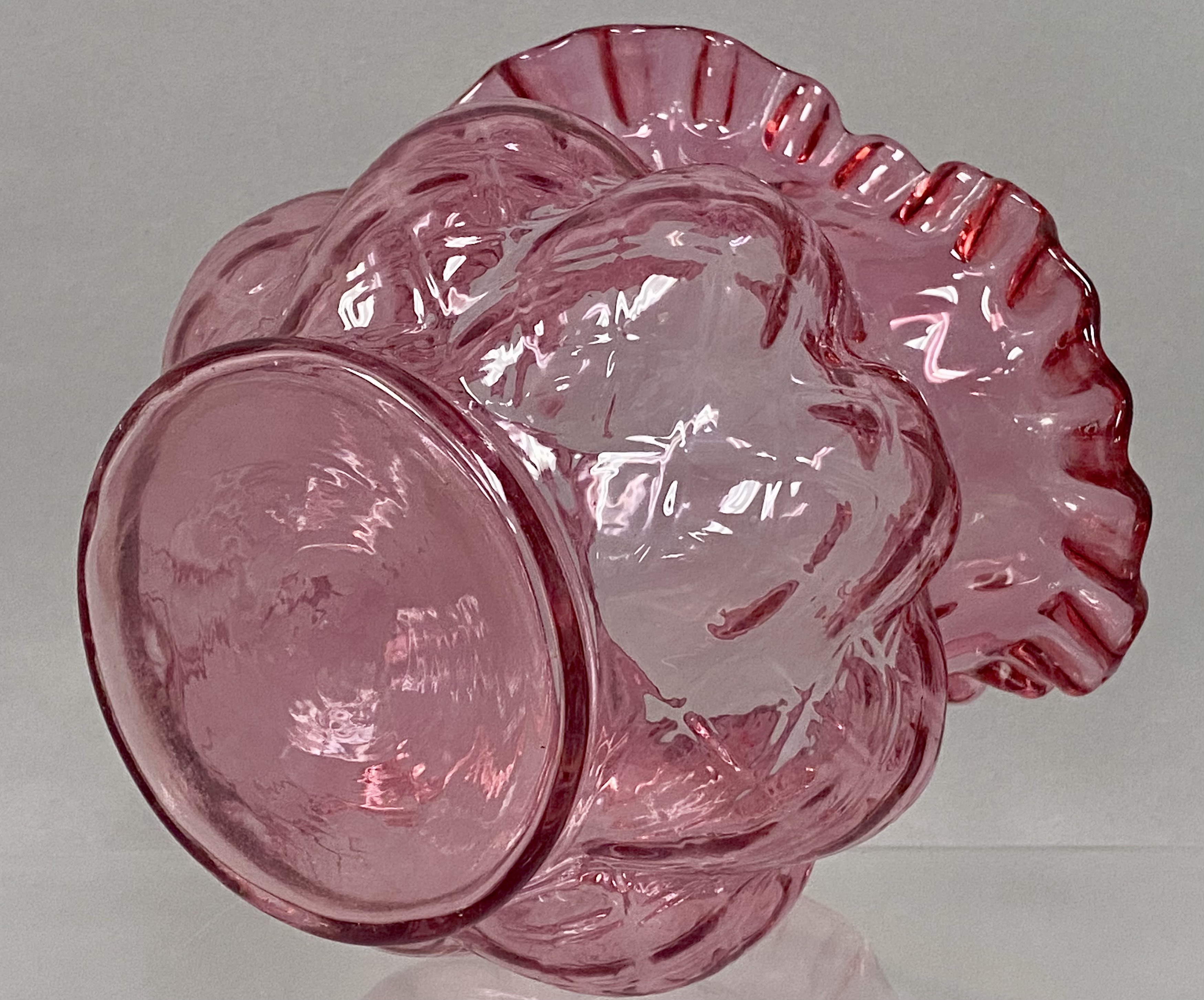 Fenton Cranberry Diamond Optic Vase