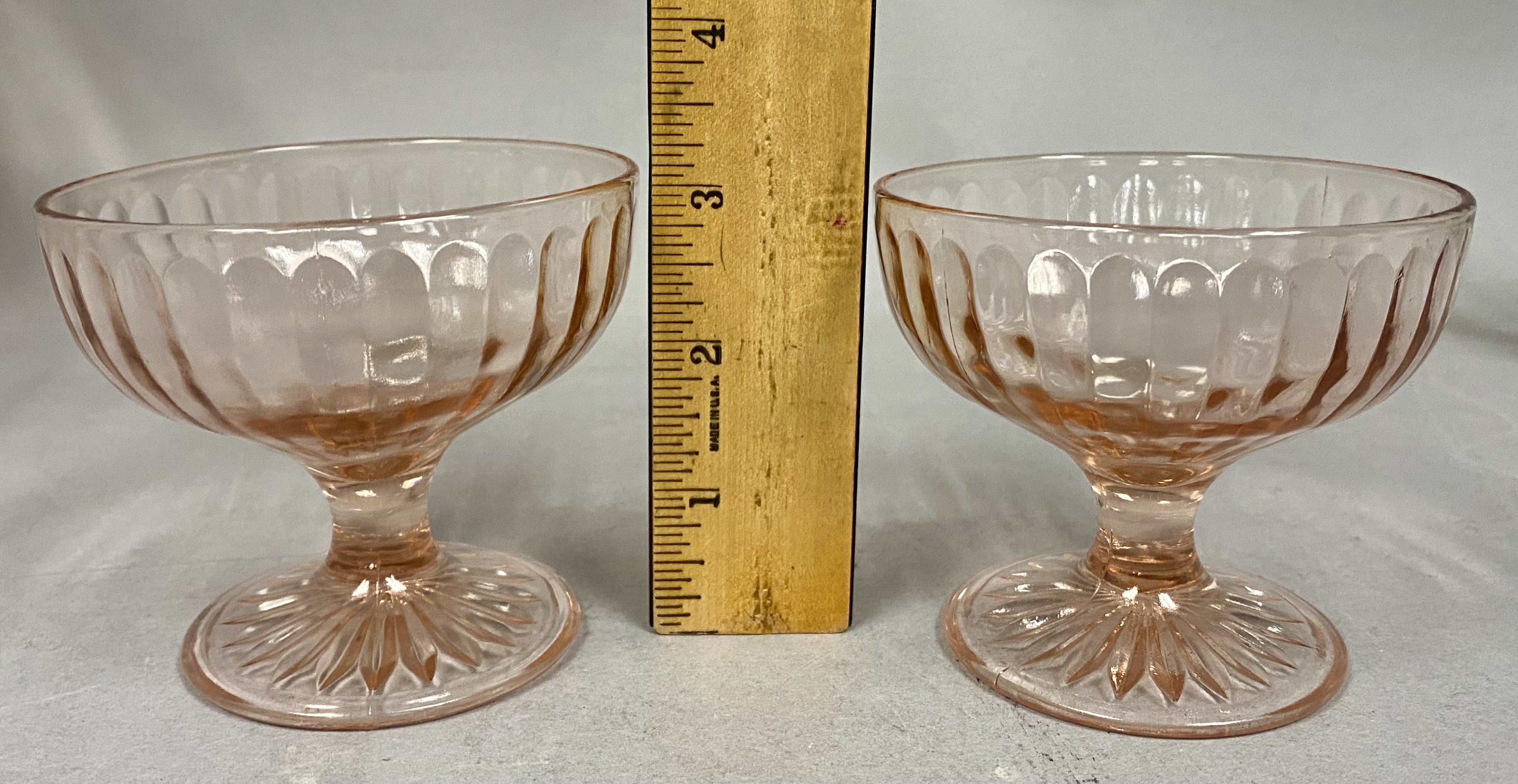 Set of Six Pink Block Optic Sherbets