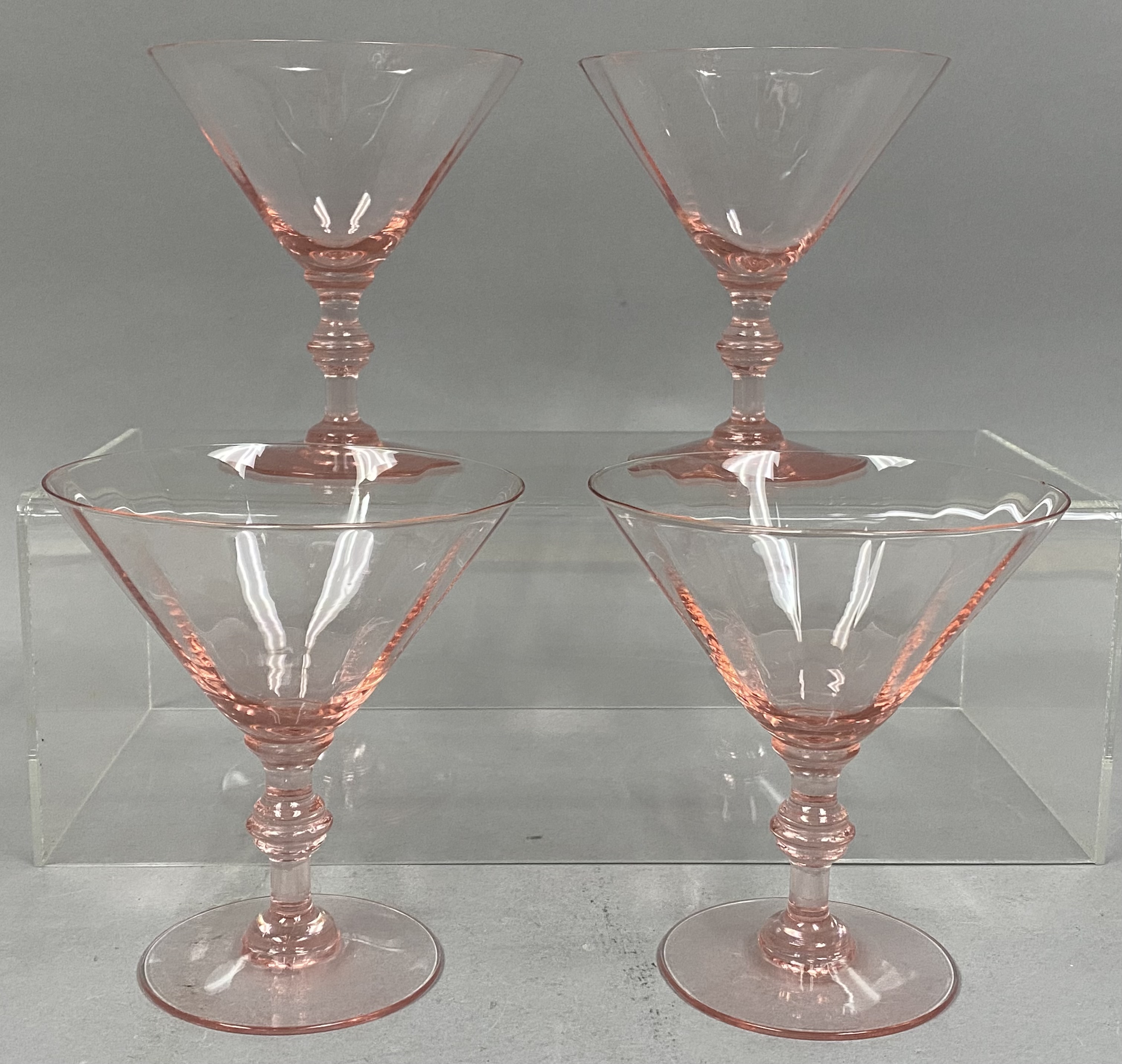 Four Pink Fry Cocktail Glasses