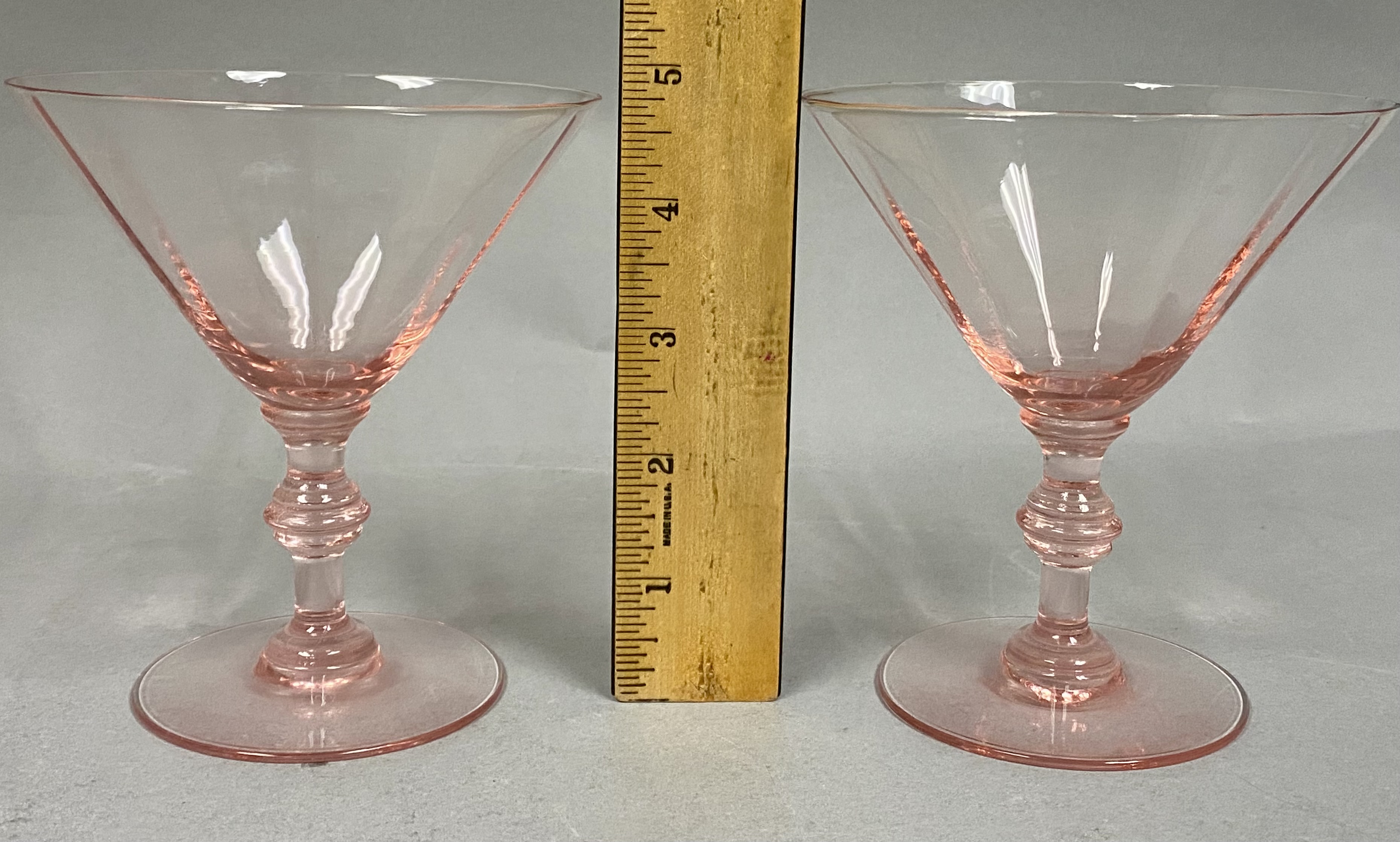 Four Pink Fry Cocktail Glasses