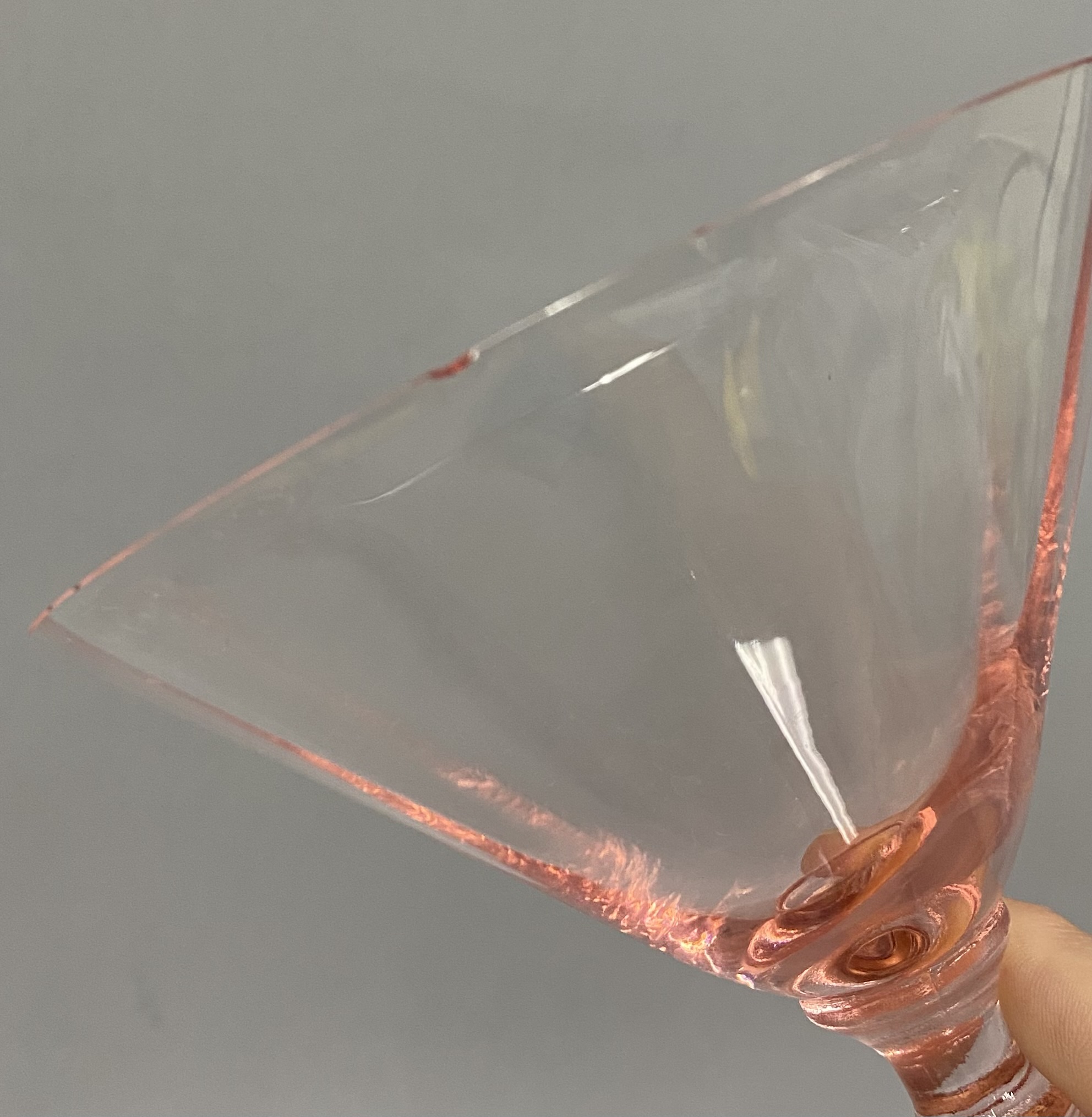 Four Pink Fry Cocktail Glasses