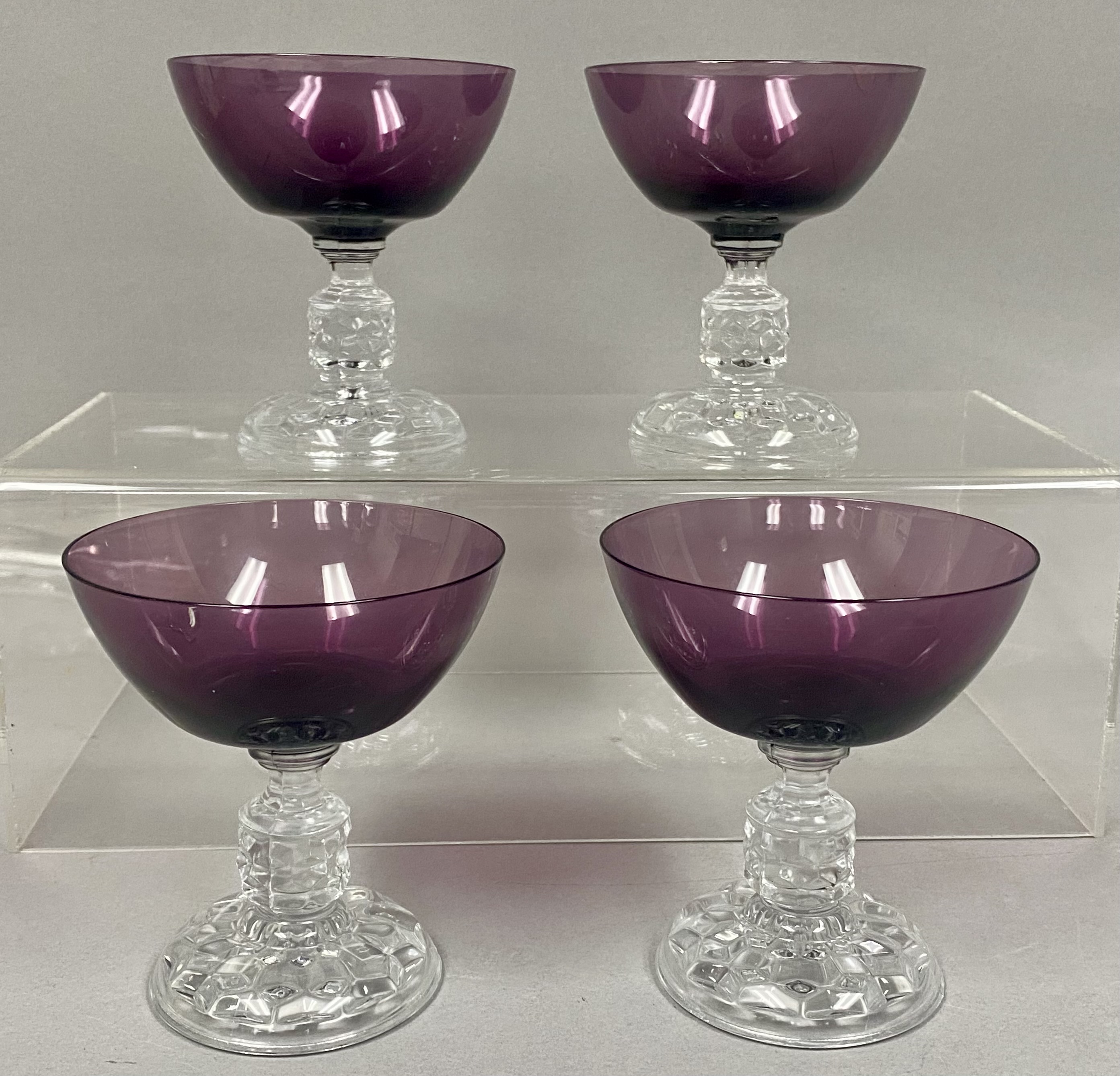 A Set of 4 Amethyst Stemware