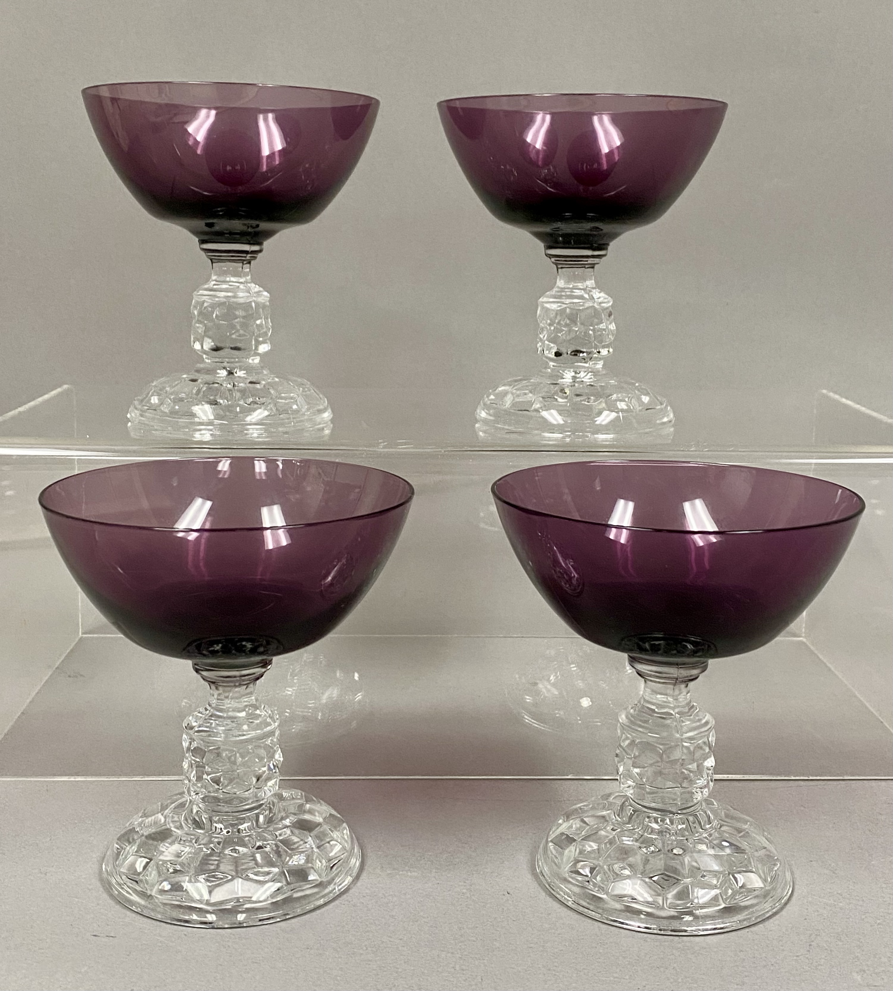 Four Amethyst Stemware Glasses
