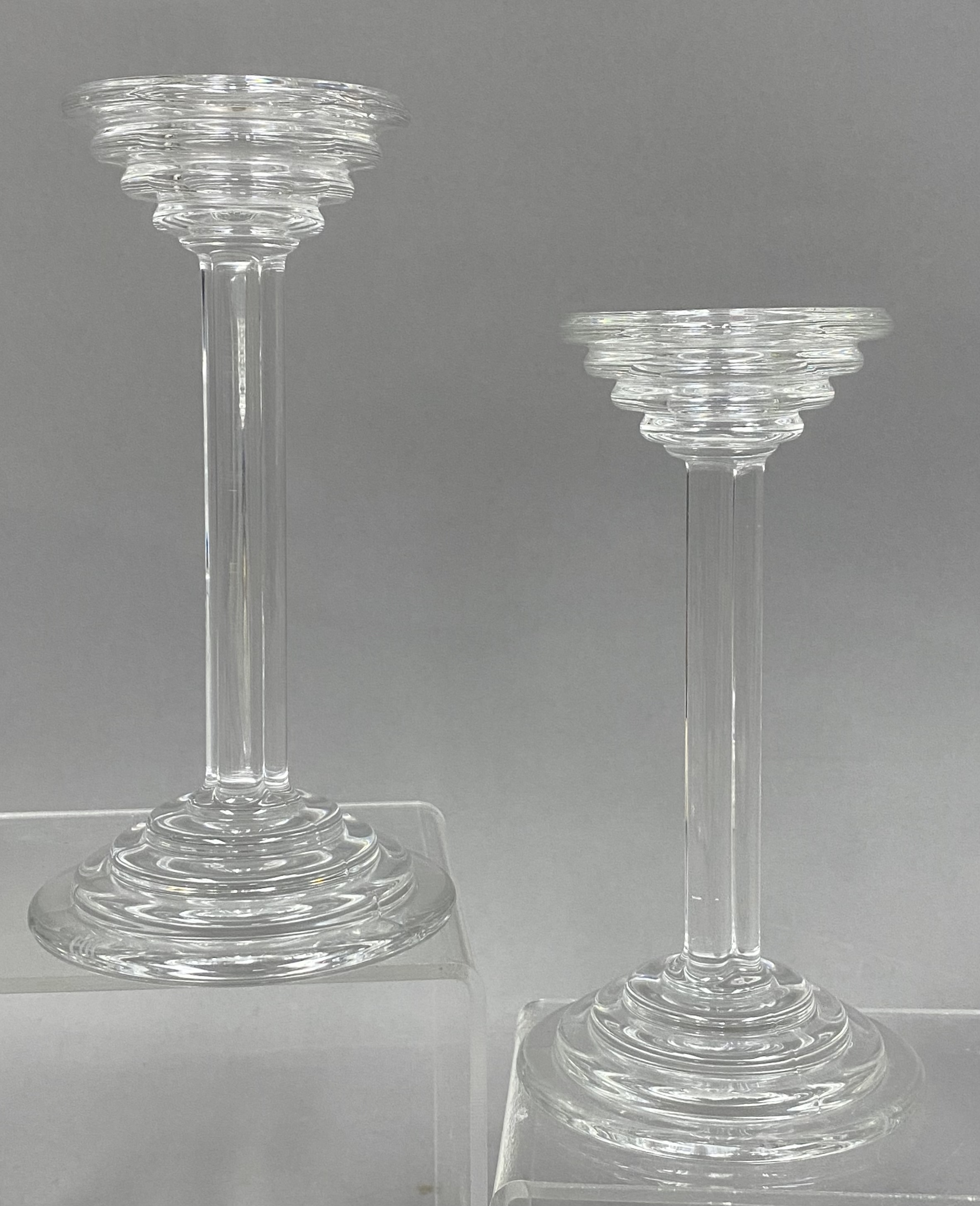 A Pair of Riedel Crystal Candlesticks