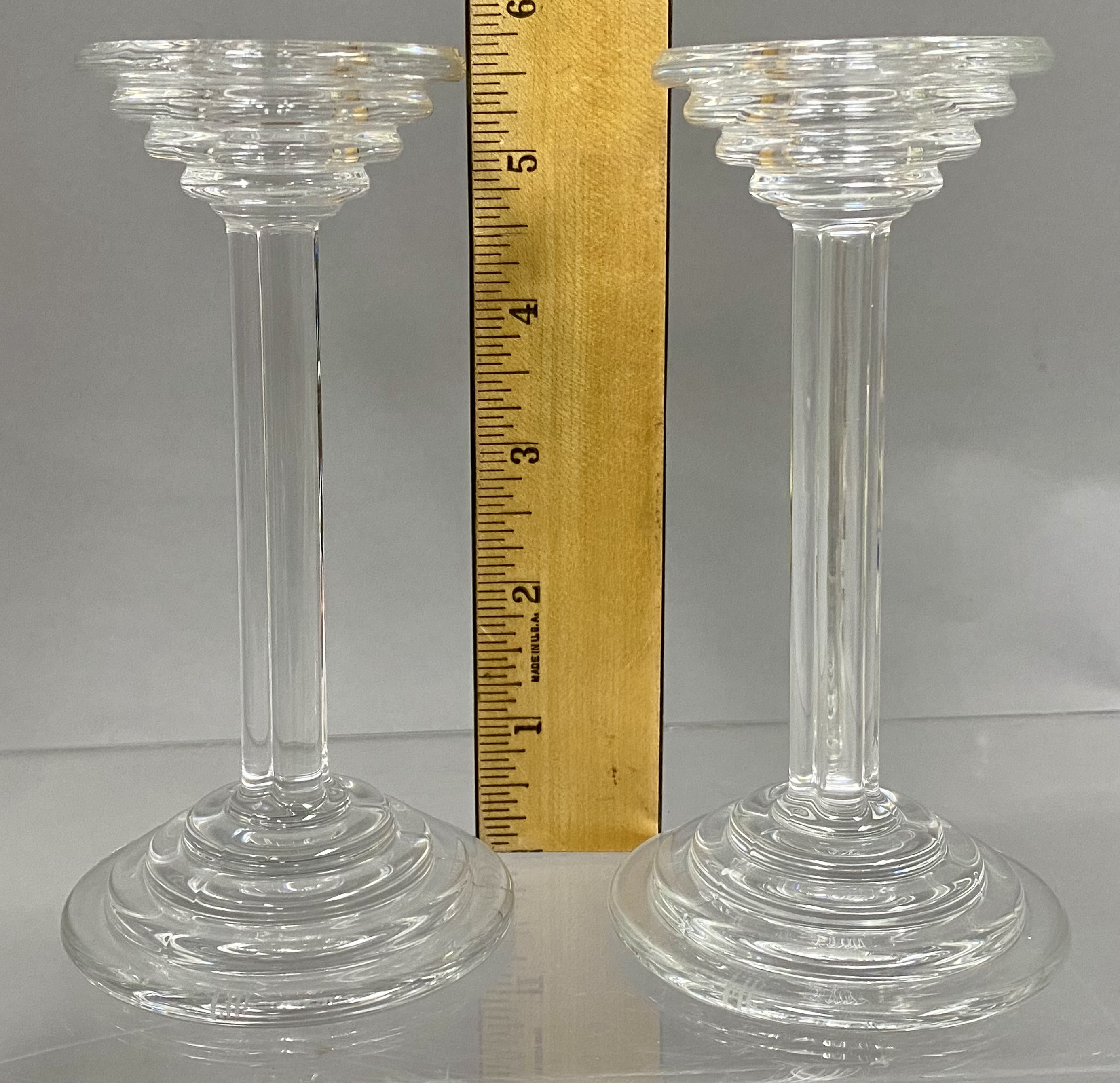 A Pair of Riedel Crystal Candlesticks
