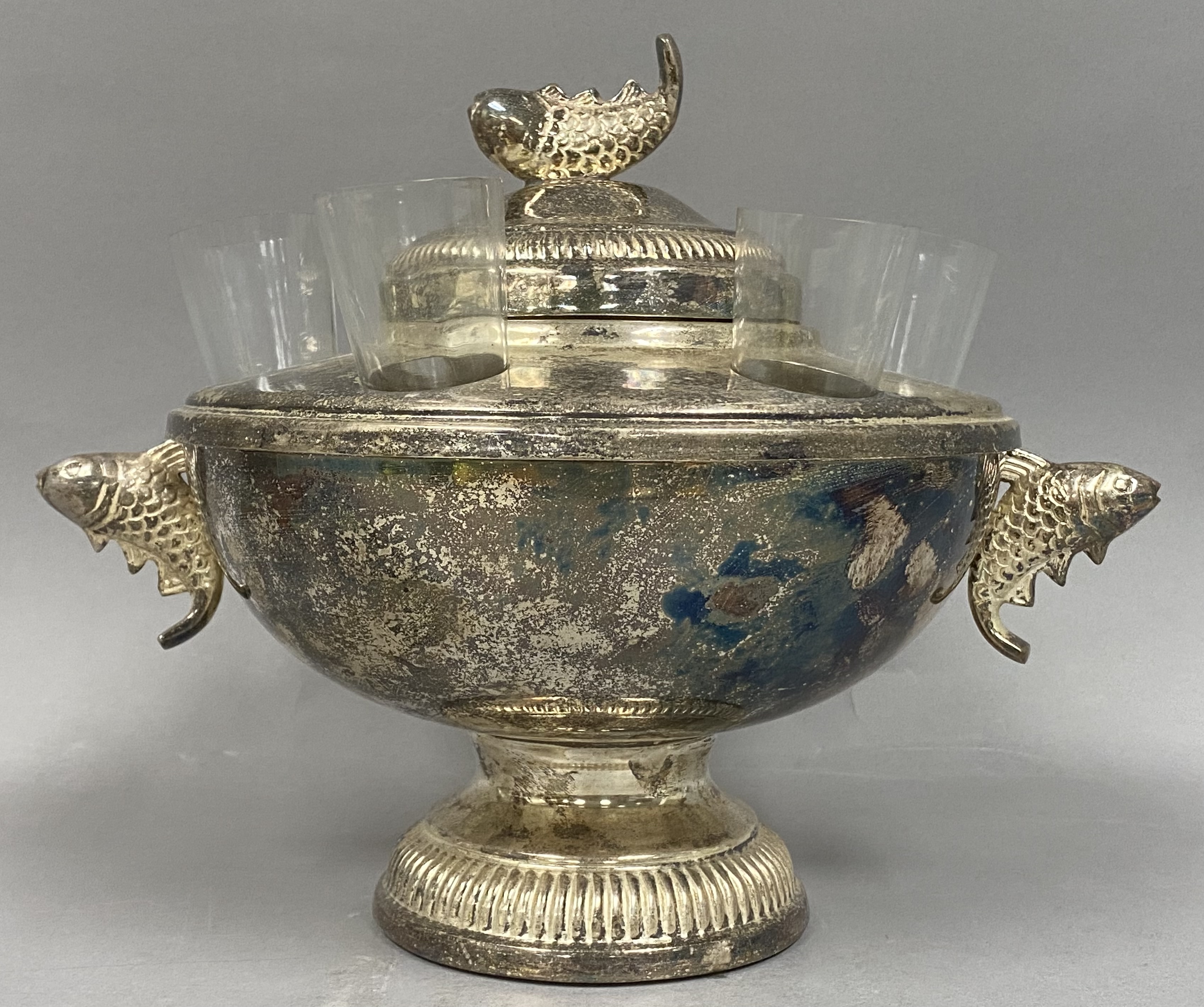 Silver-Plated Fish Motif Caviar Server