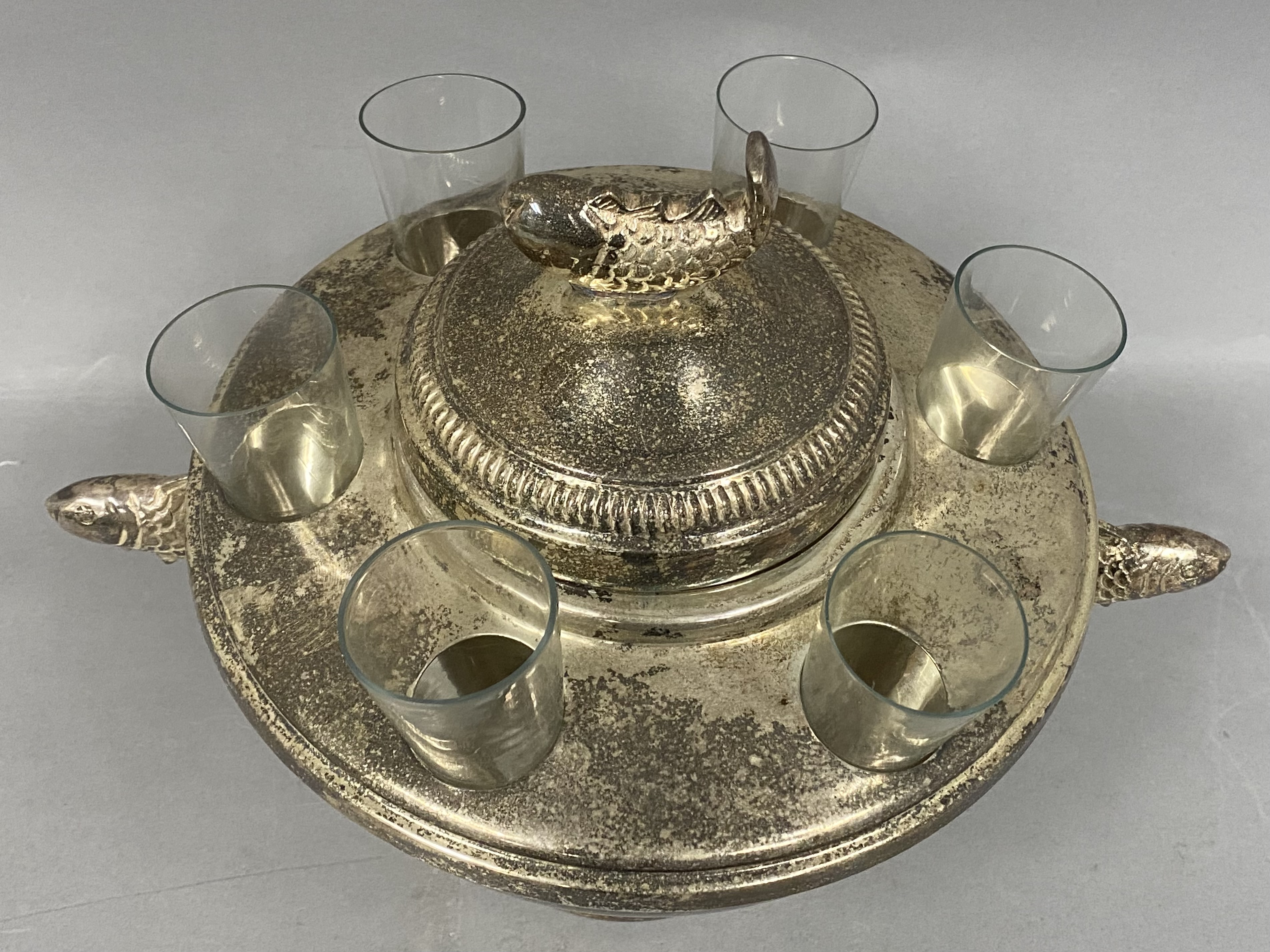 Silver-Plated Fish Motif Caviar Server
