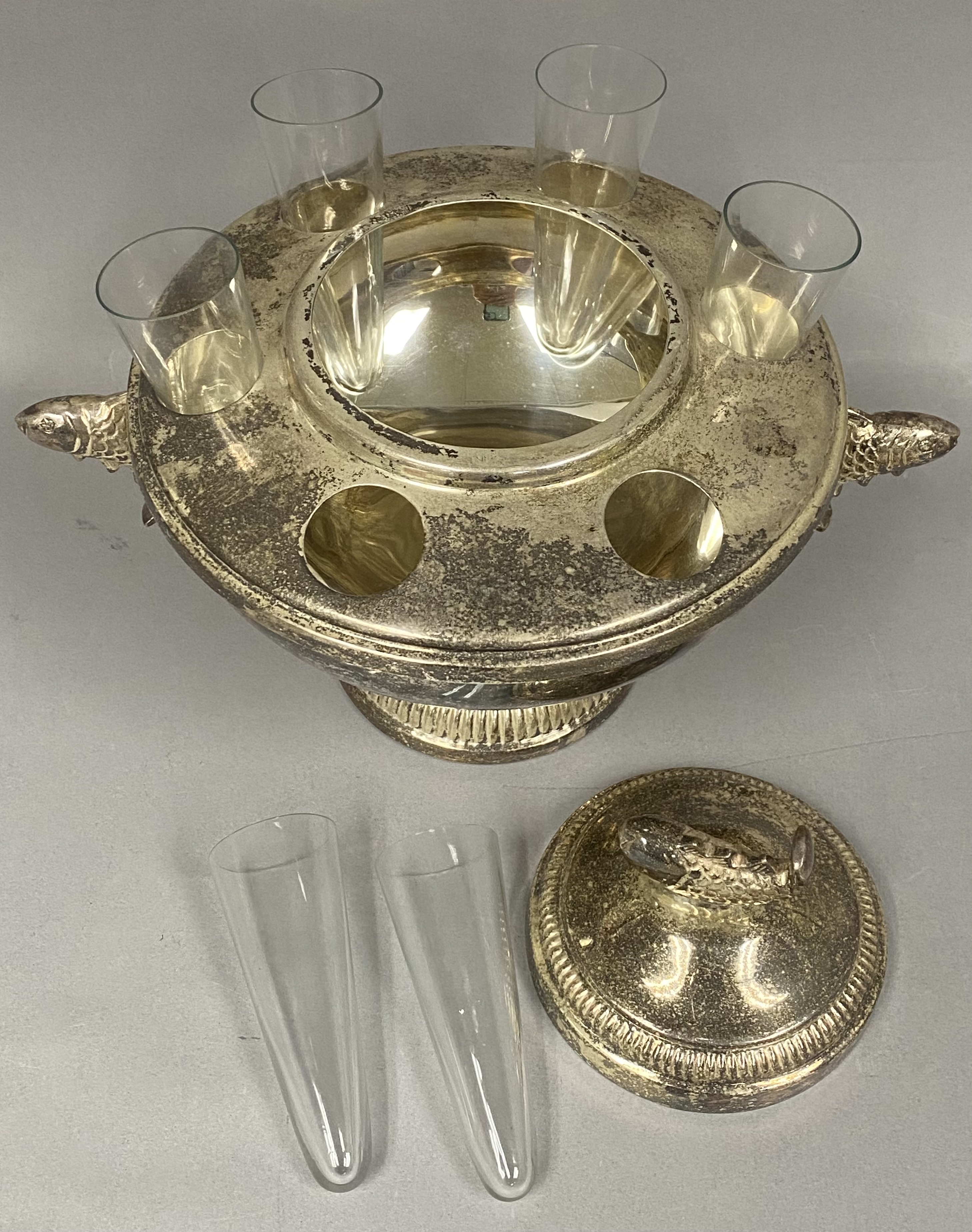 Silver-Plated Fish Motif Caviar Server