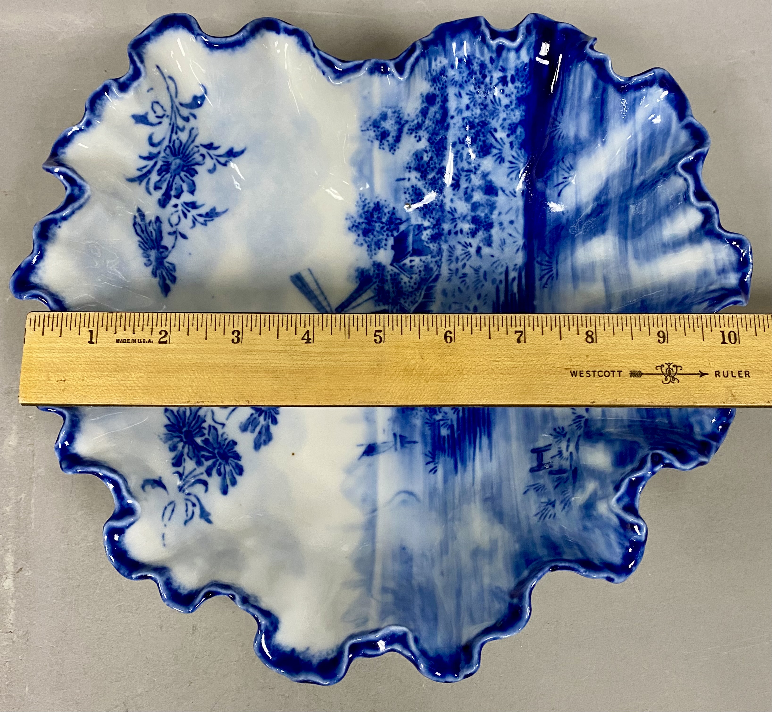 Flow Blue Dutch Windmill Bowl