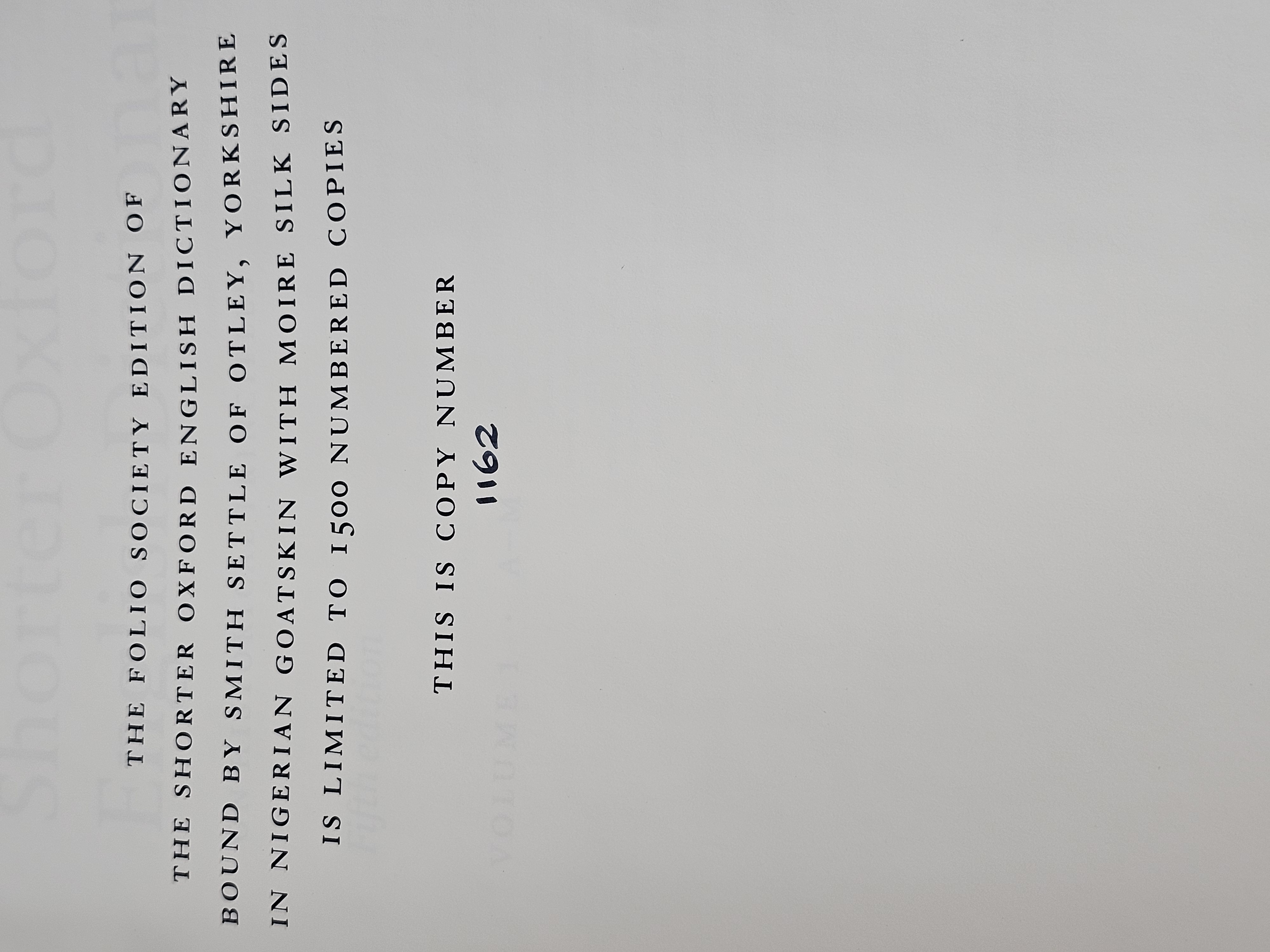 Folio Society Shorter Oxford English Dictionary Set