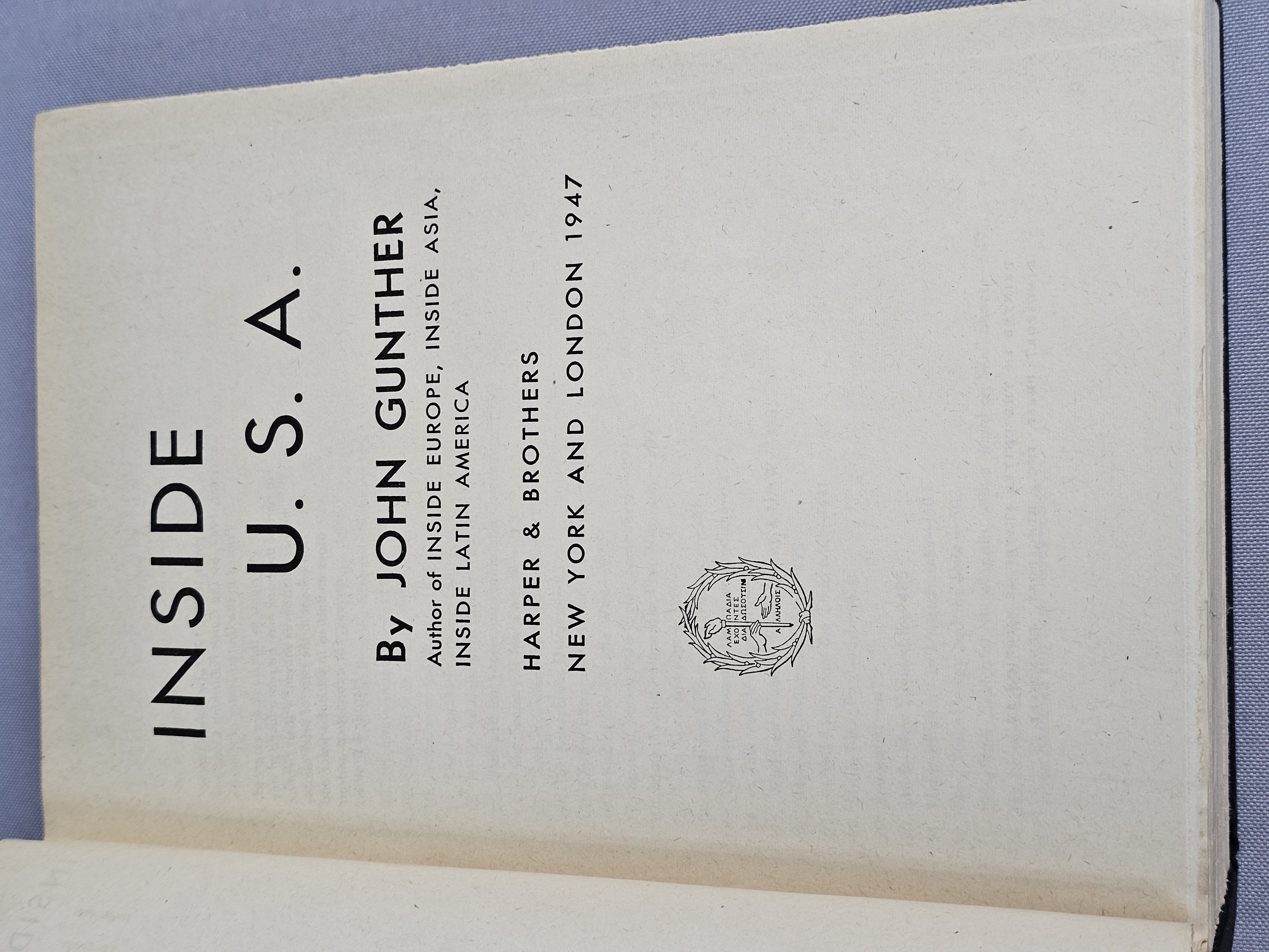 Gunther Inside U.S.A. Harper 1947