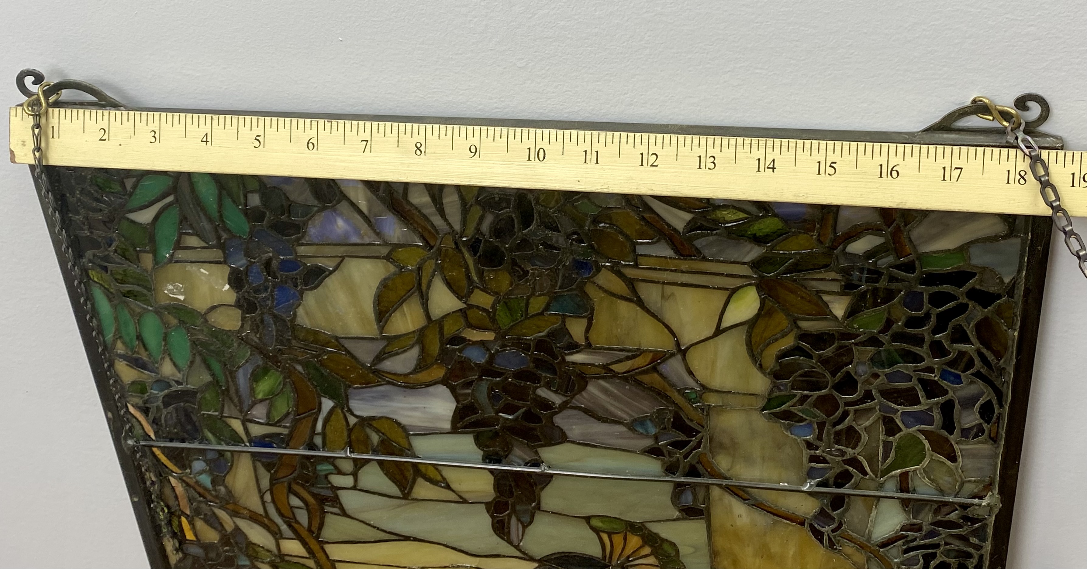 Tiffany Style Stained Glass Window Peacock & Wisteria