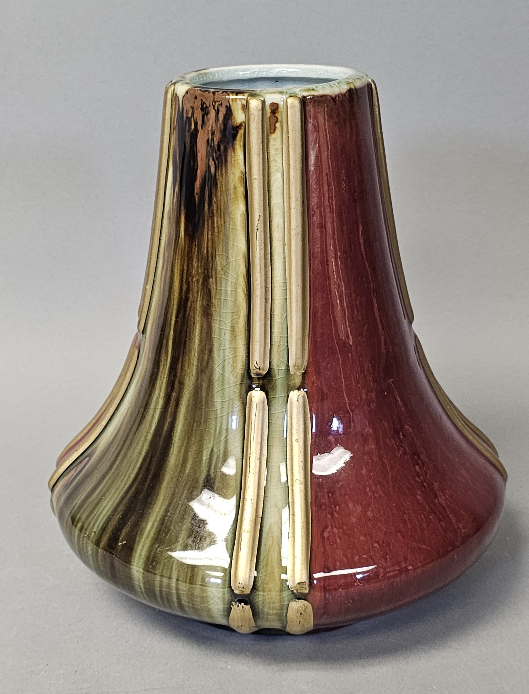 Vintage Pottery Glazed Buttress Vase