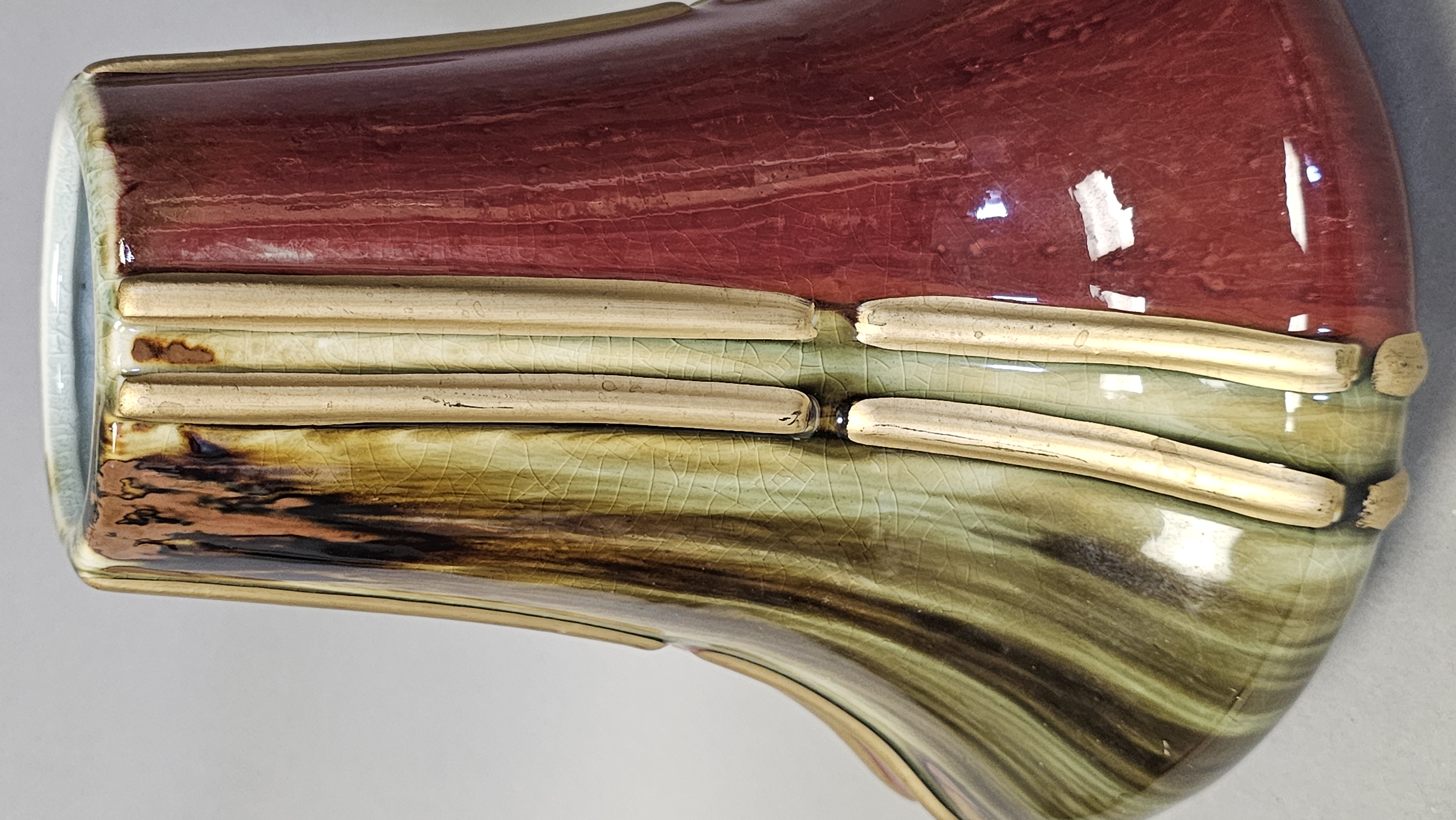 Vintage Pottery Glazed Buttress Vase