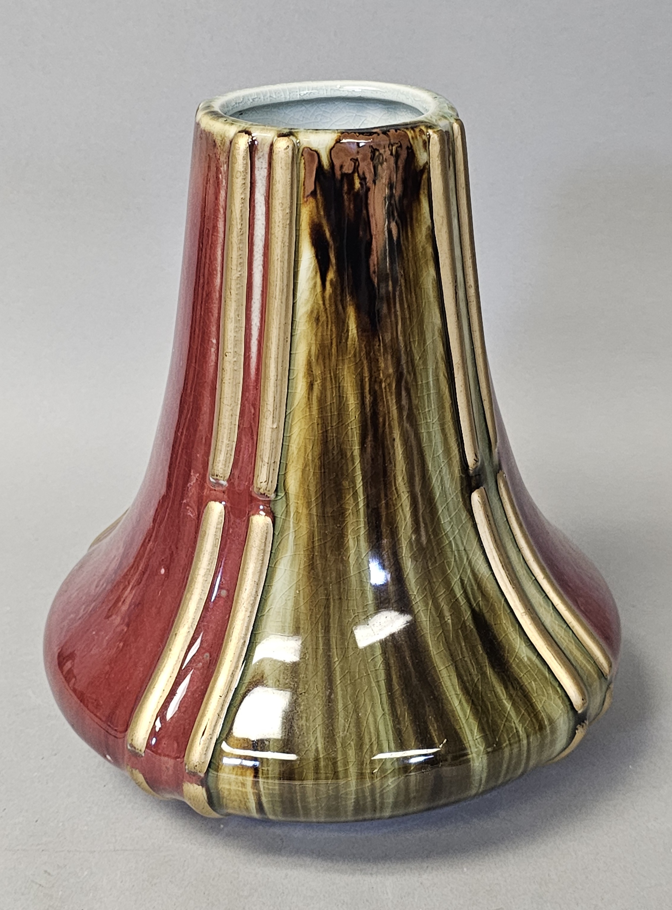 Vintage Pottery Glazed Buttress Vase