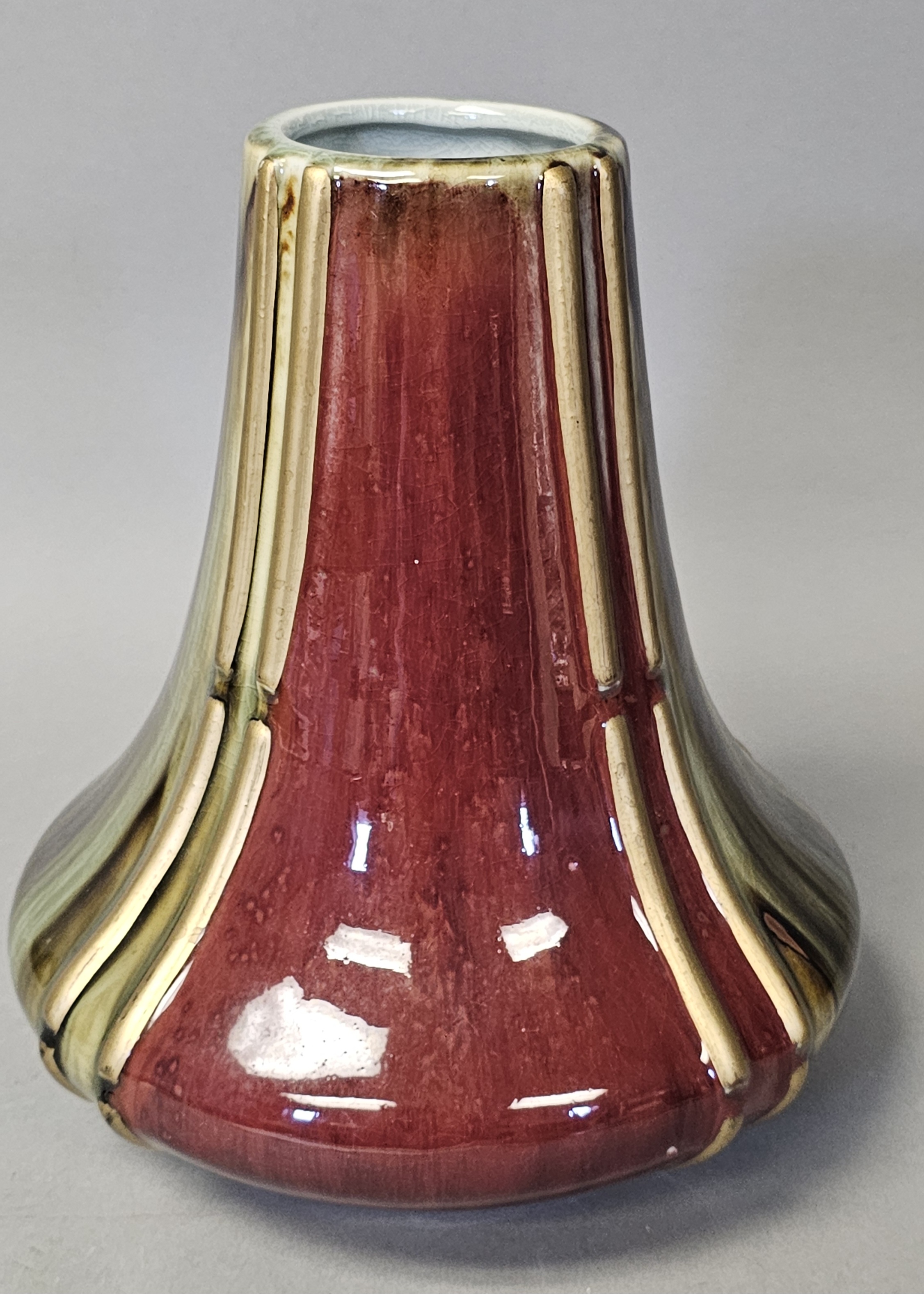 Vintage Pottery Glazed Buttress Vase