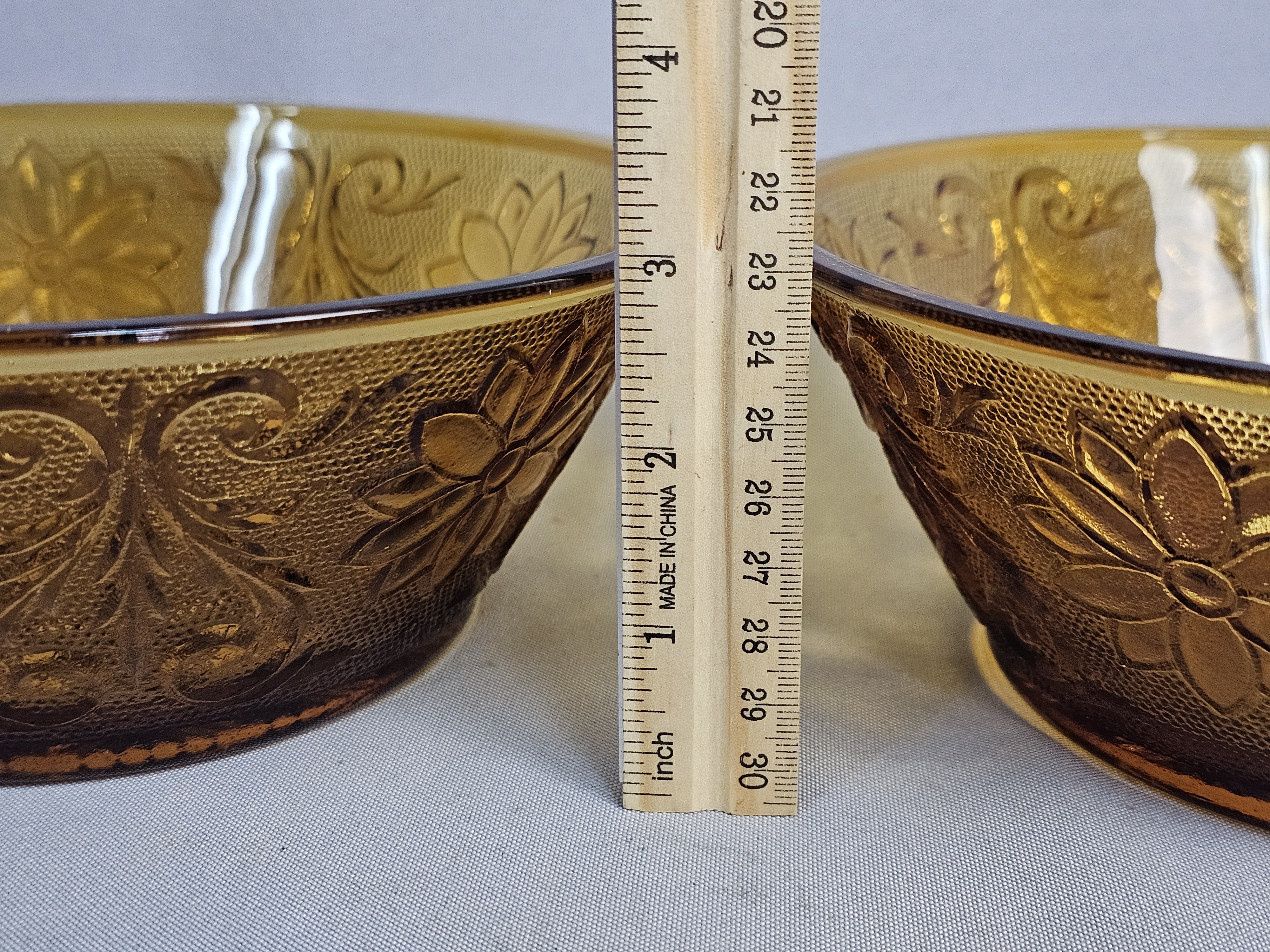 Pair of Tiara Sandwich Amber Bowls