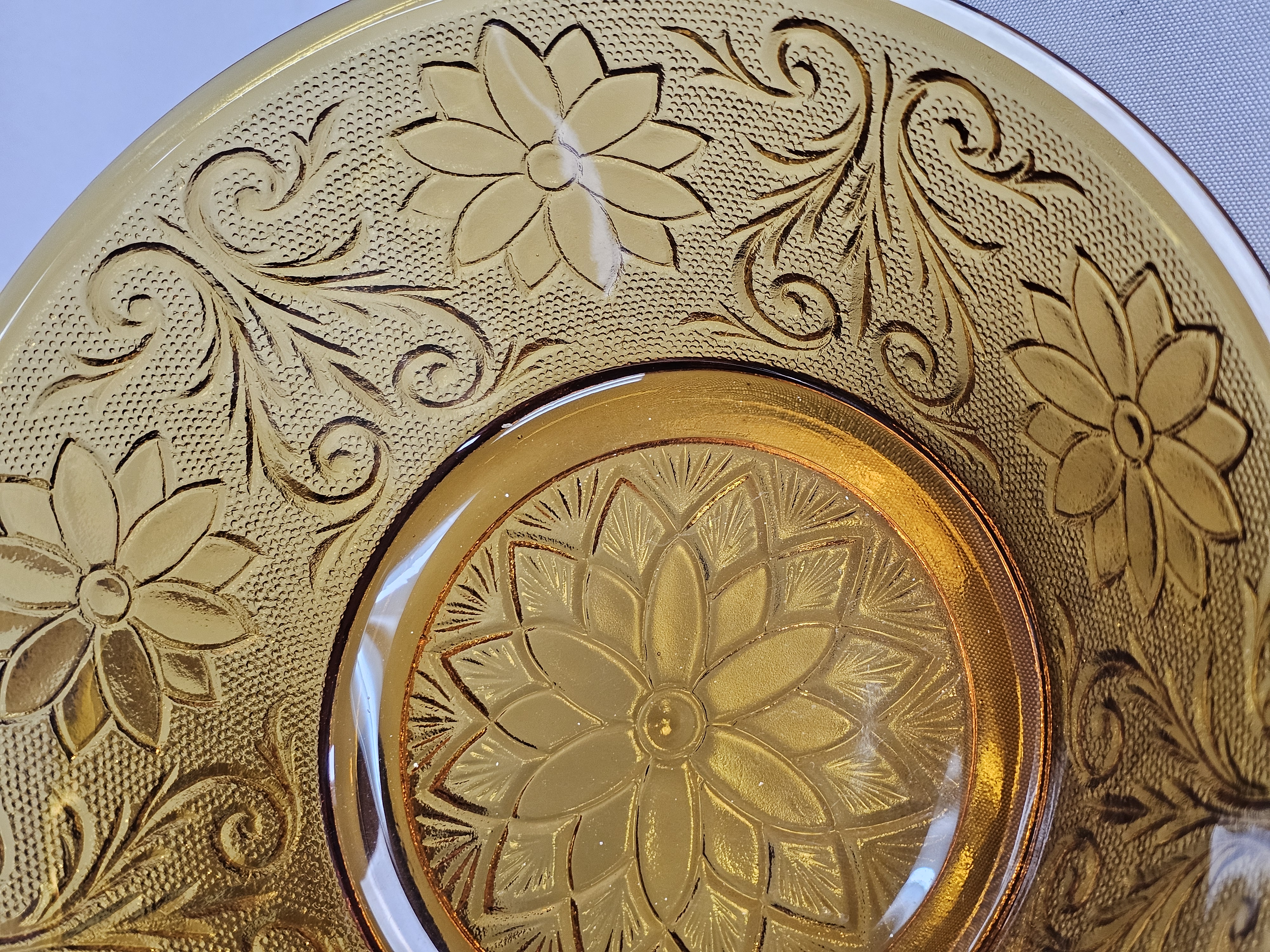 Pair of Tiara Sandwich Amber Bowls