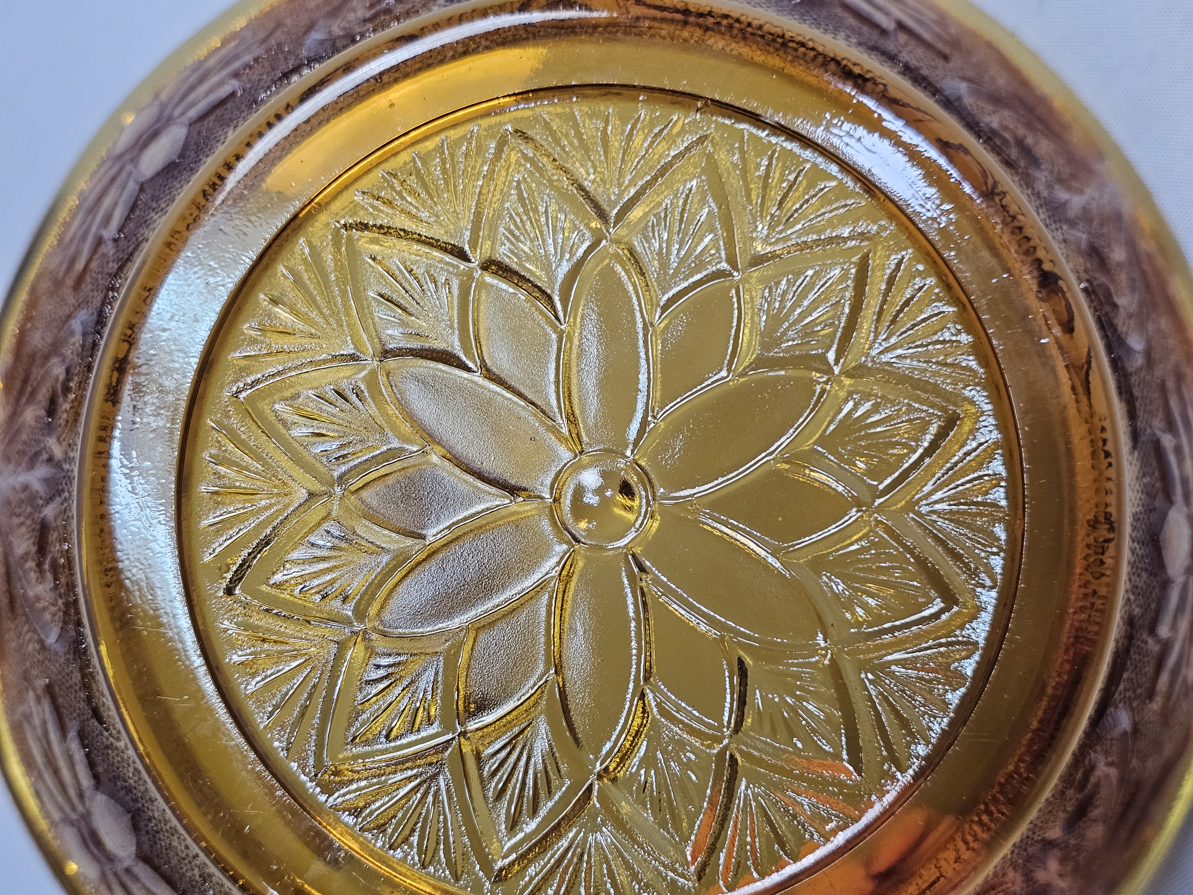 Pair of Tiara Sandwich Amber Bowls