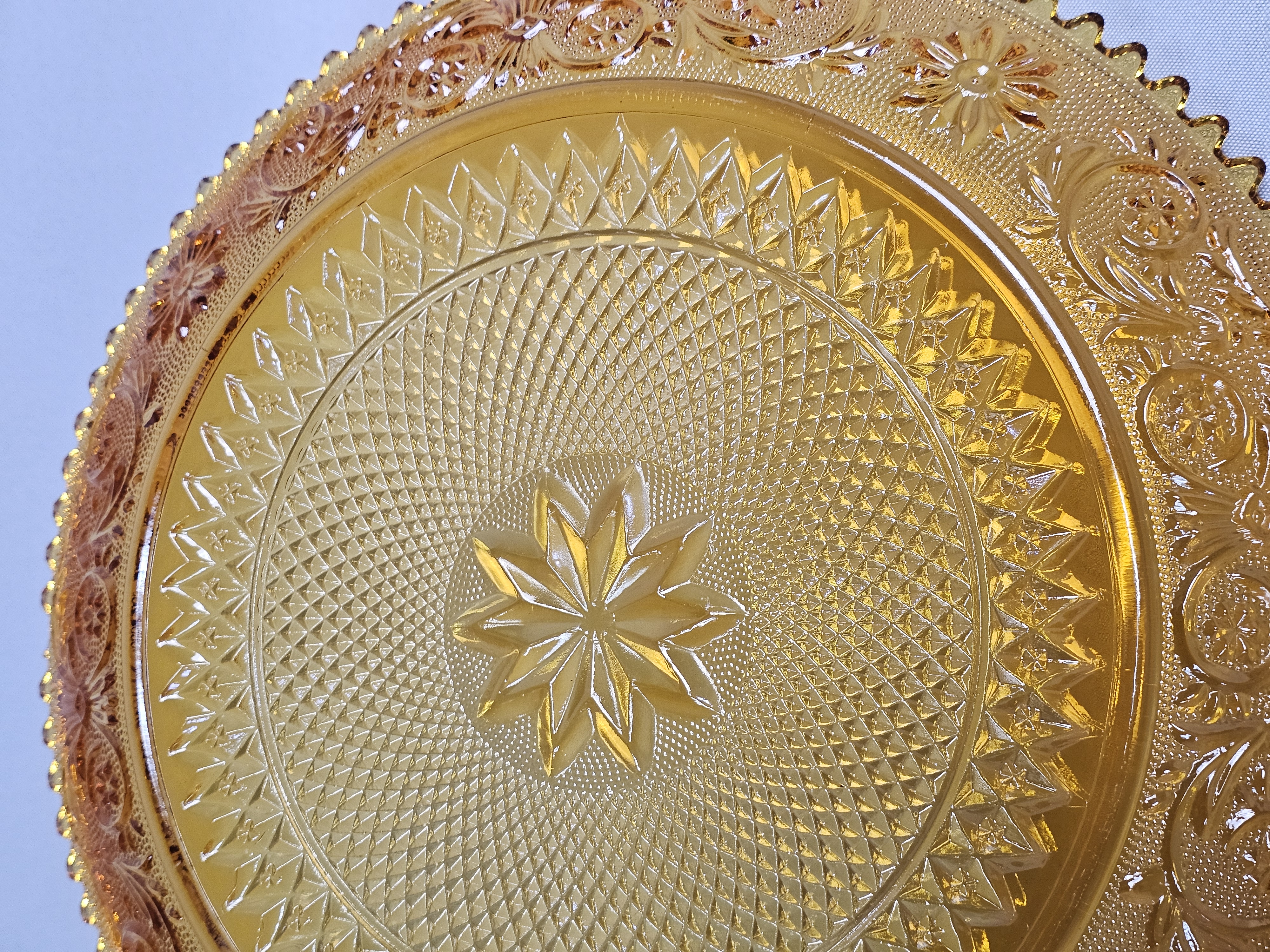 Indiana Tiara Amber Sandwich Glass Plate