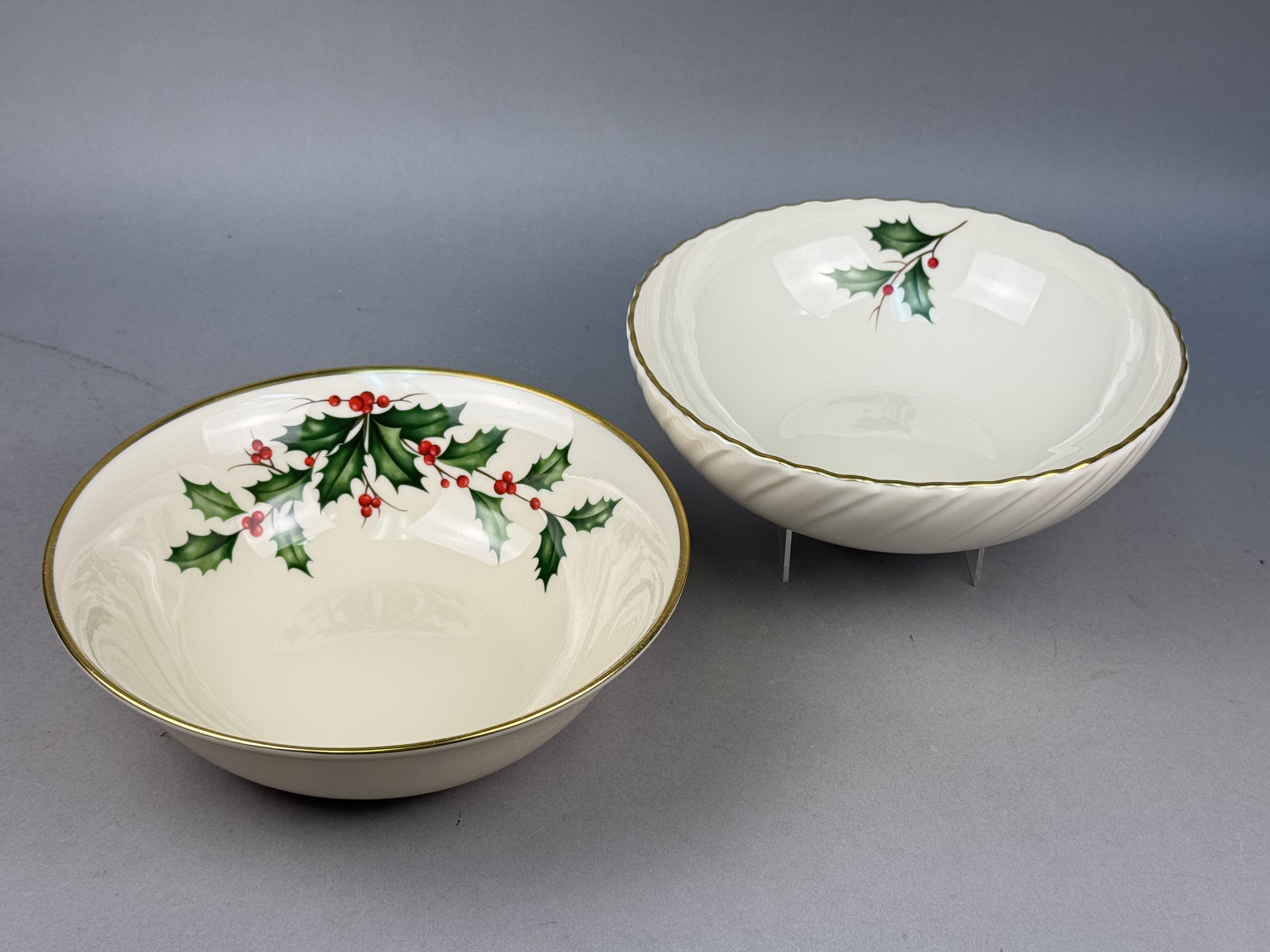 Two Lenox Holiday Serving Bowls