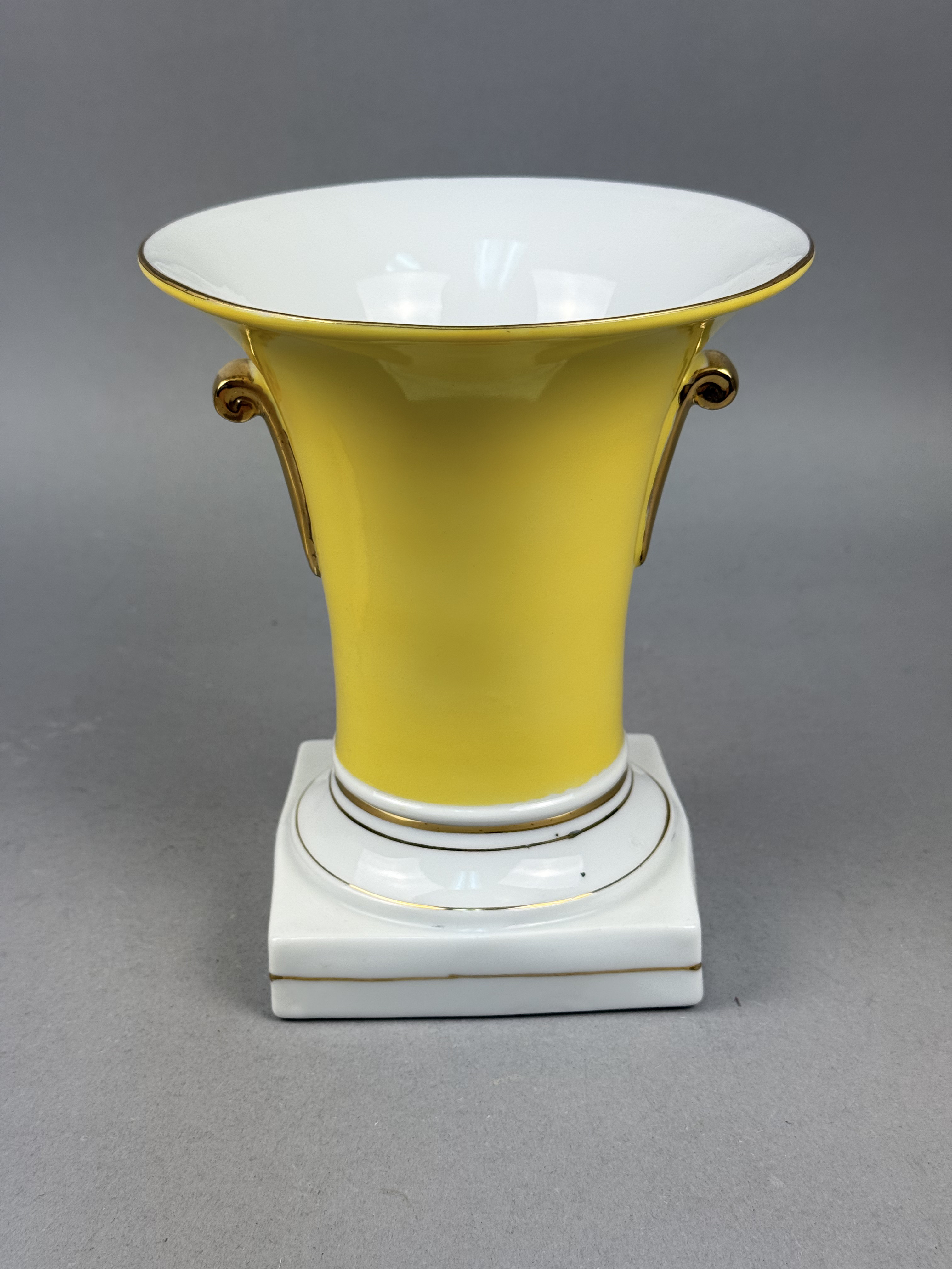 Yellow Ground Gilded Porcelain Urn