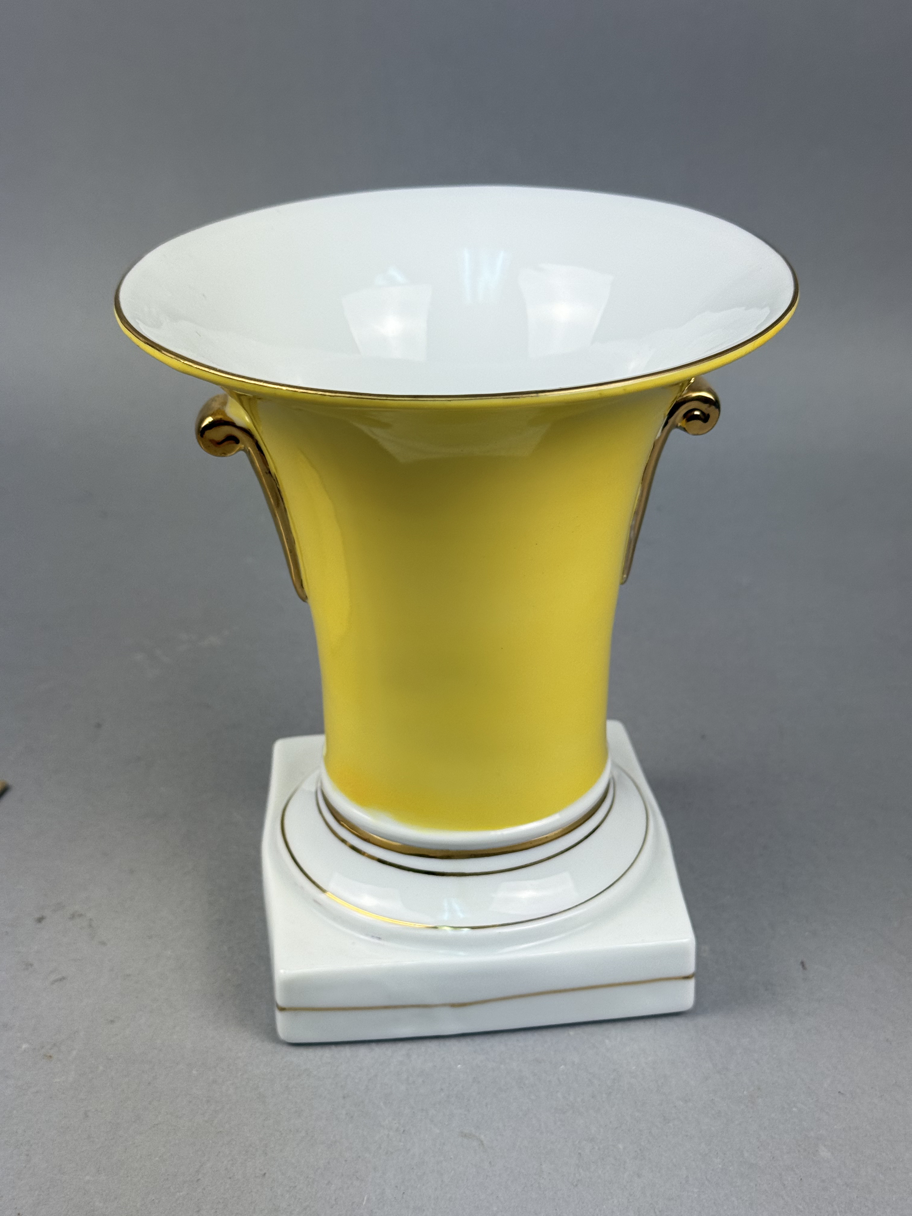 Yellow Ground Gilded Porcelain Urn