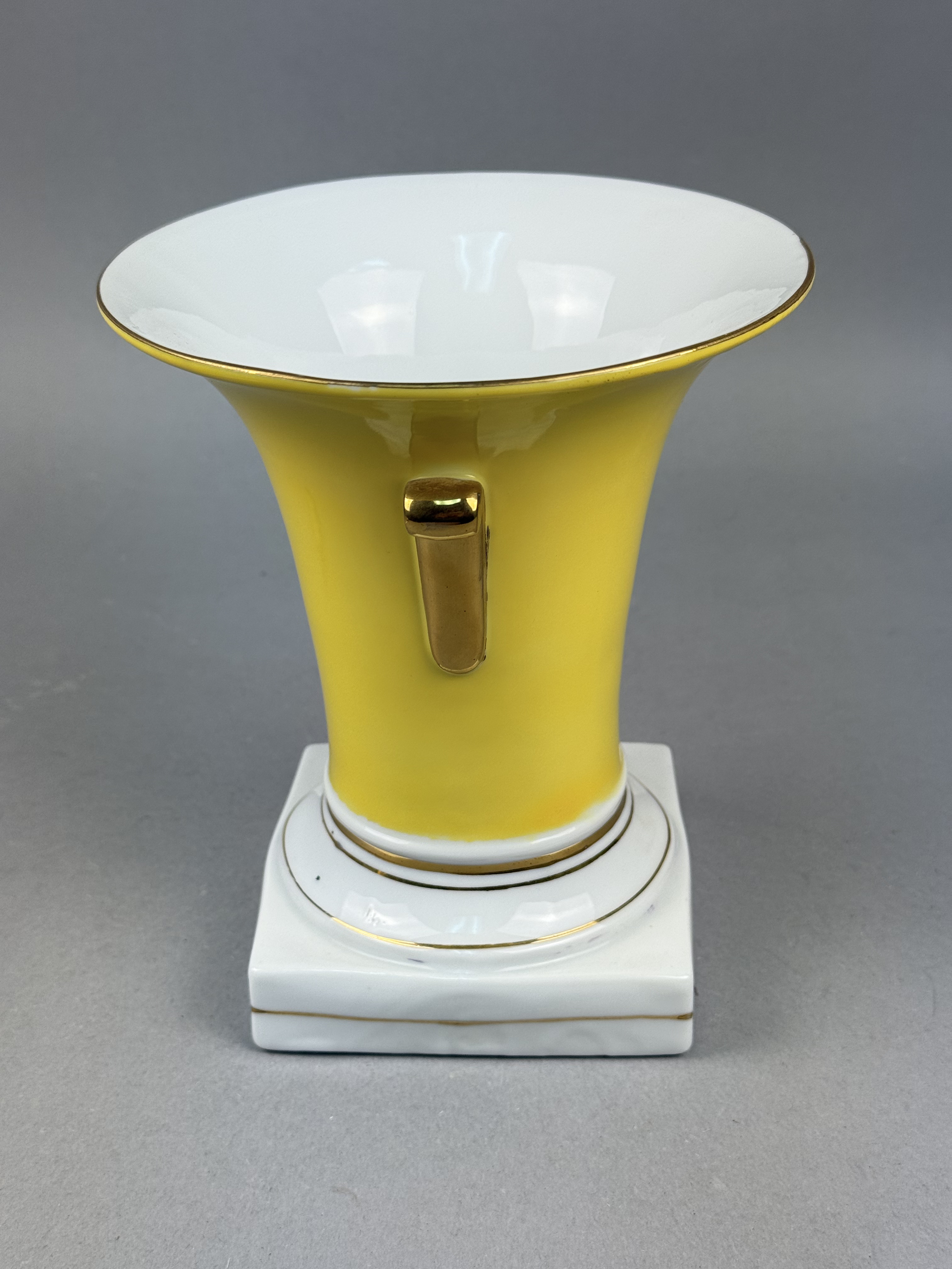 Yellow Ground Gilded Porcelain Urn