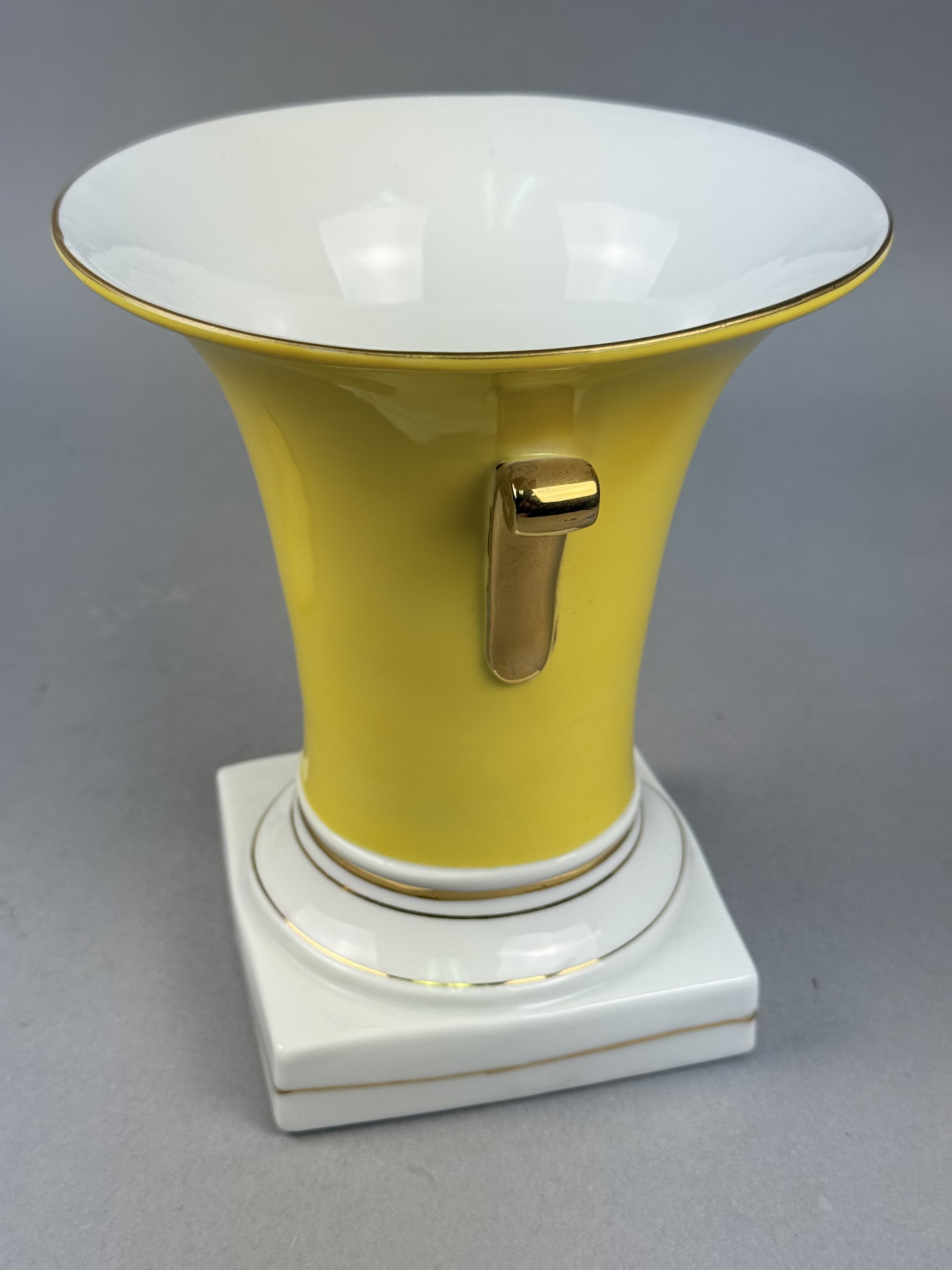 Yellow Ground Gilded Porcelain Urn
