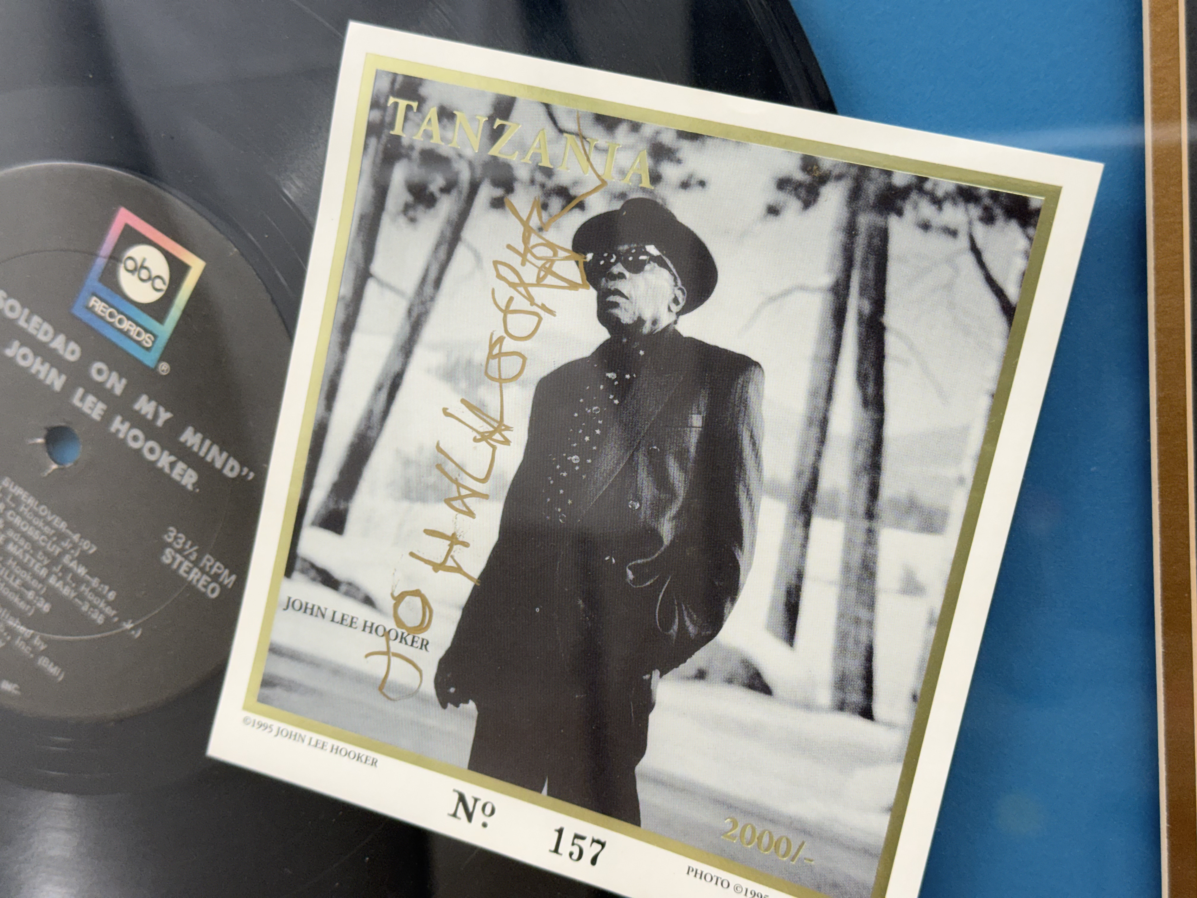 Framed John Lee Hooker Signed Memorabilia