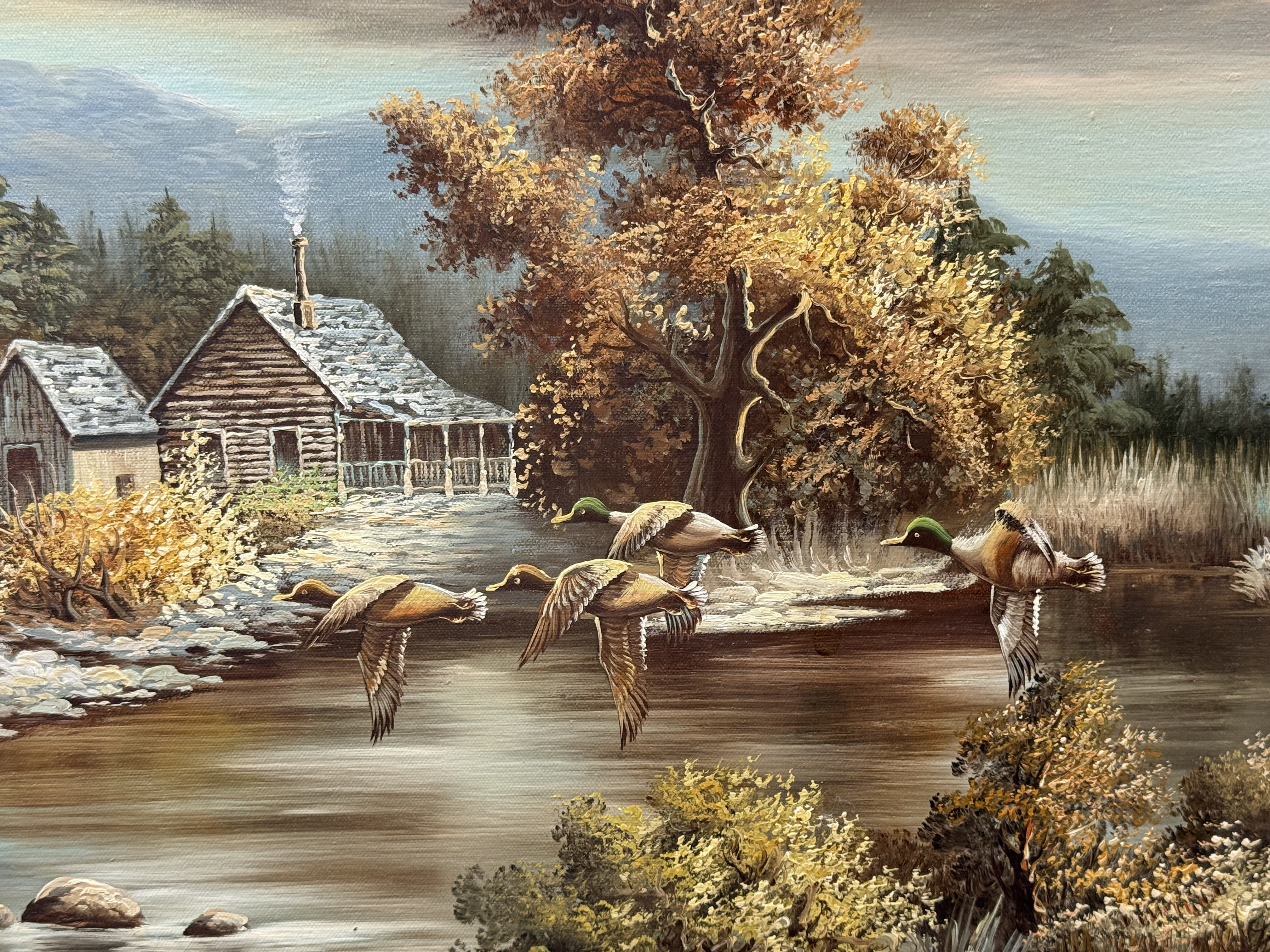 J. Perrine Oil Landscape with Ducks